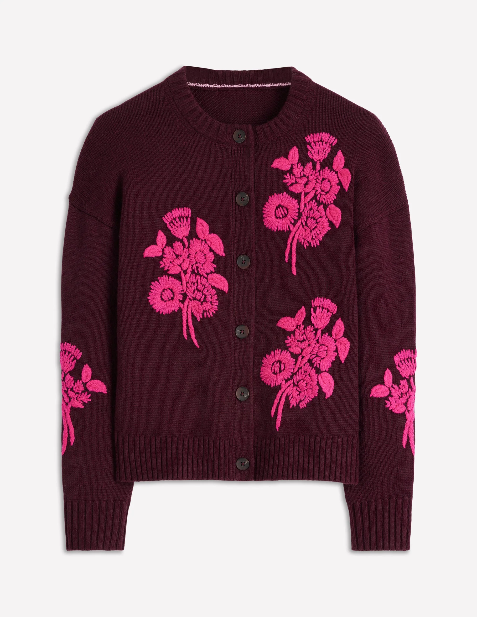 Natalie Embroidered Cardigan-Dark Cherry Bouquet - Image 6