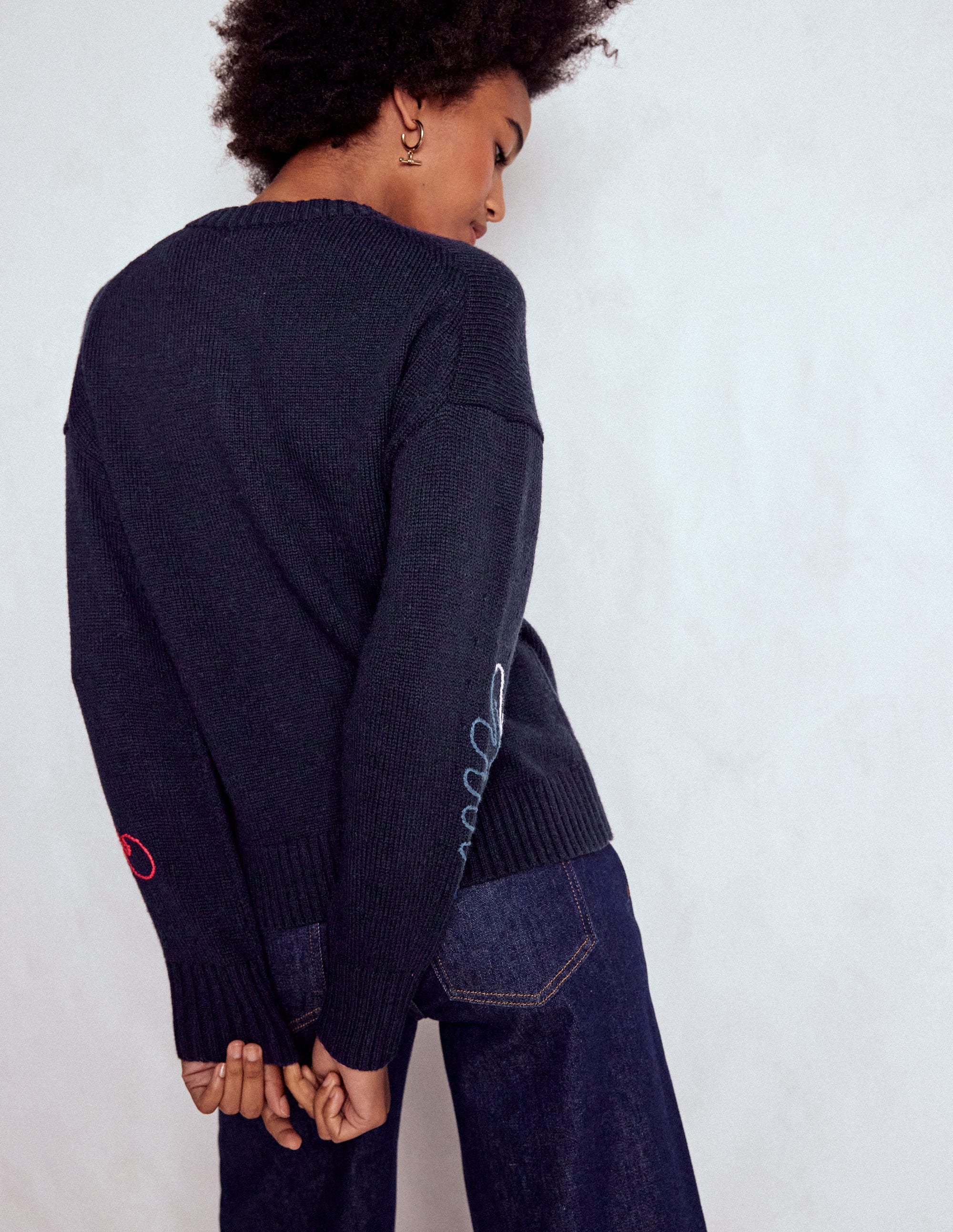 Natalie Embroidered Cardigan-Navy Embroidery - Image 3
