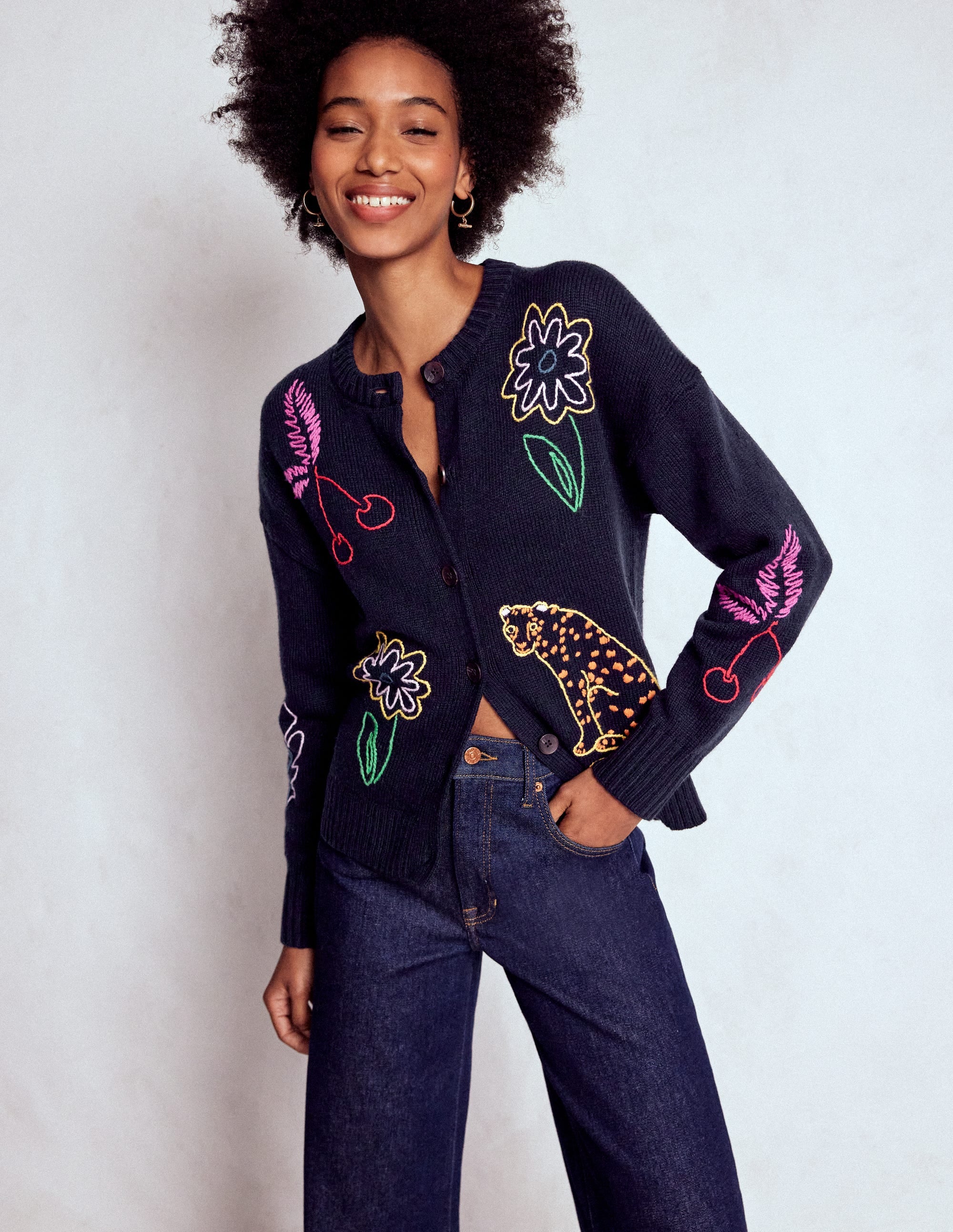 Natalie Embroidered Cardigan-Navy Embroidery - Image 4