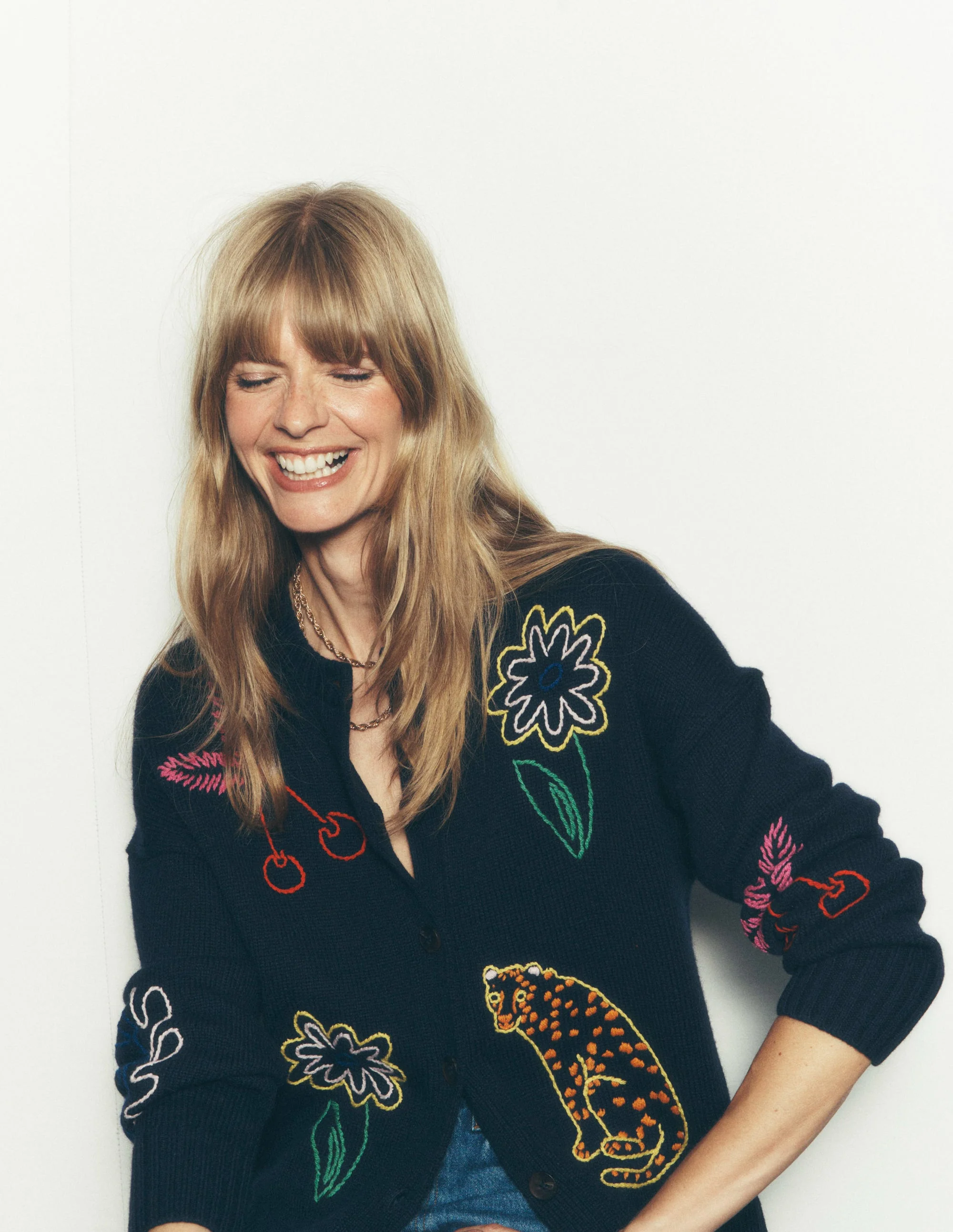 Natalie Embroidered Cardigan-Navy Embroidery - Image 5