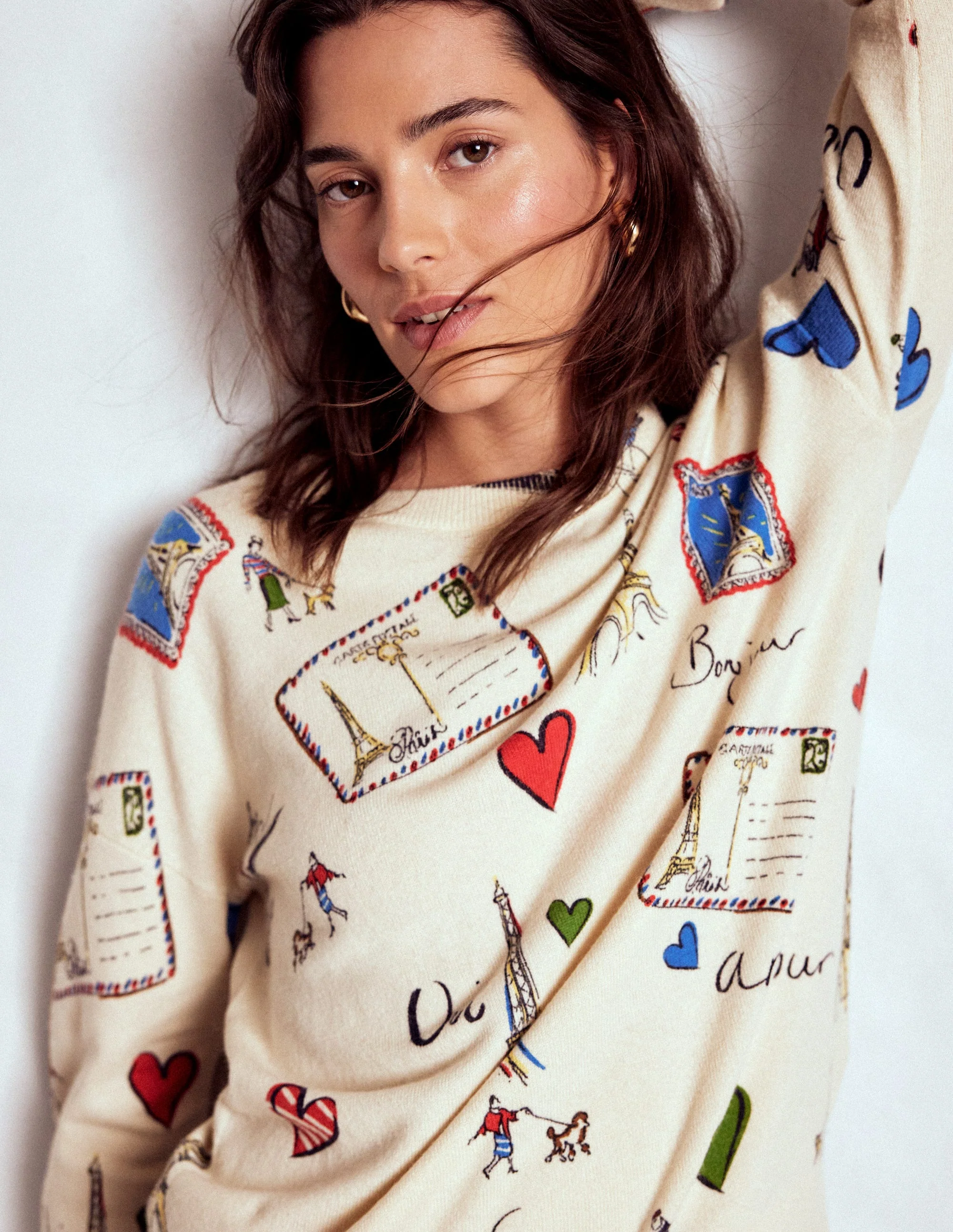 Natasha Novelty Jumper-Ivory, Postcard from Paris