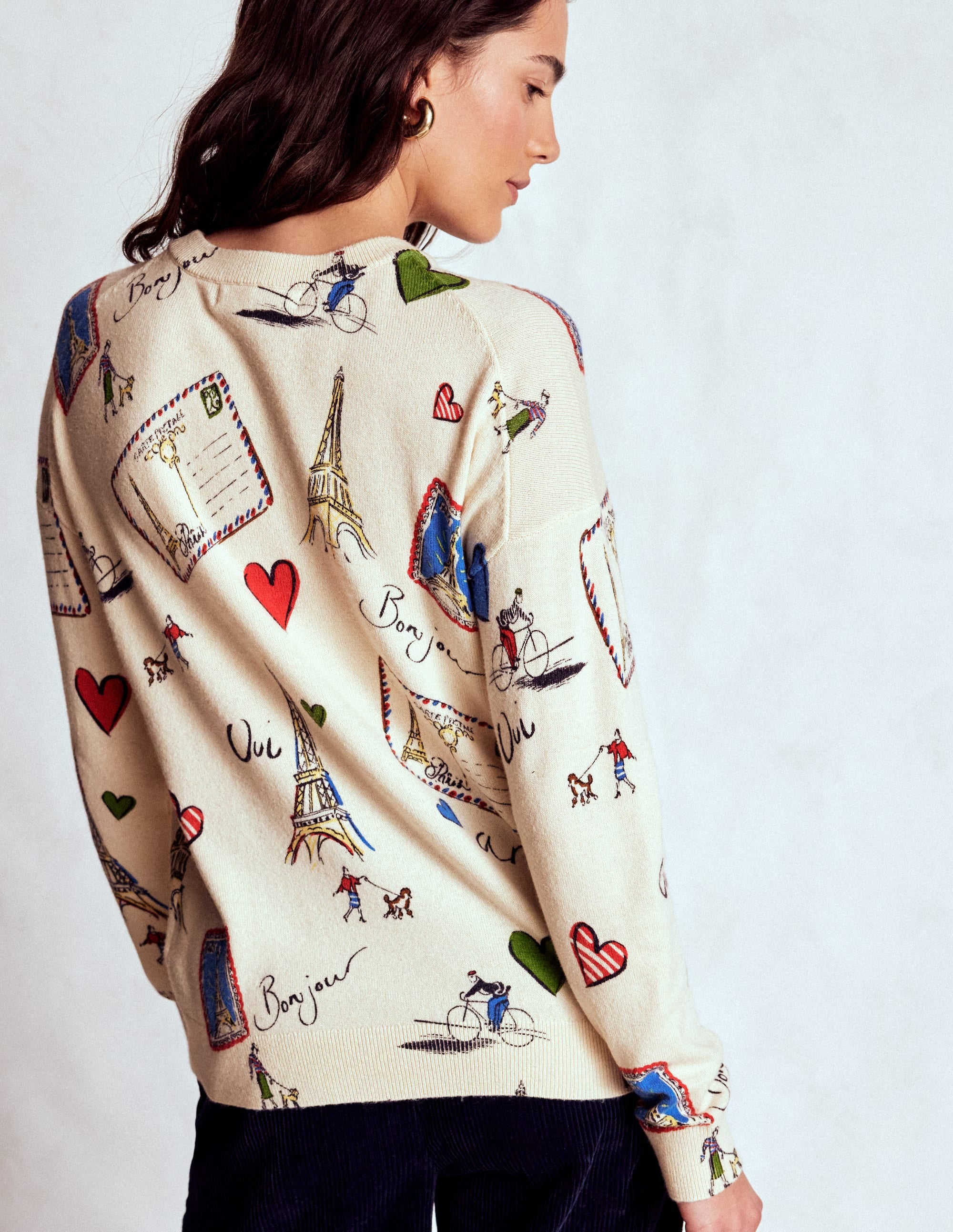Natasha Novelty Jumper-Ivory, Postcard from Paris - Image 3