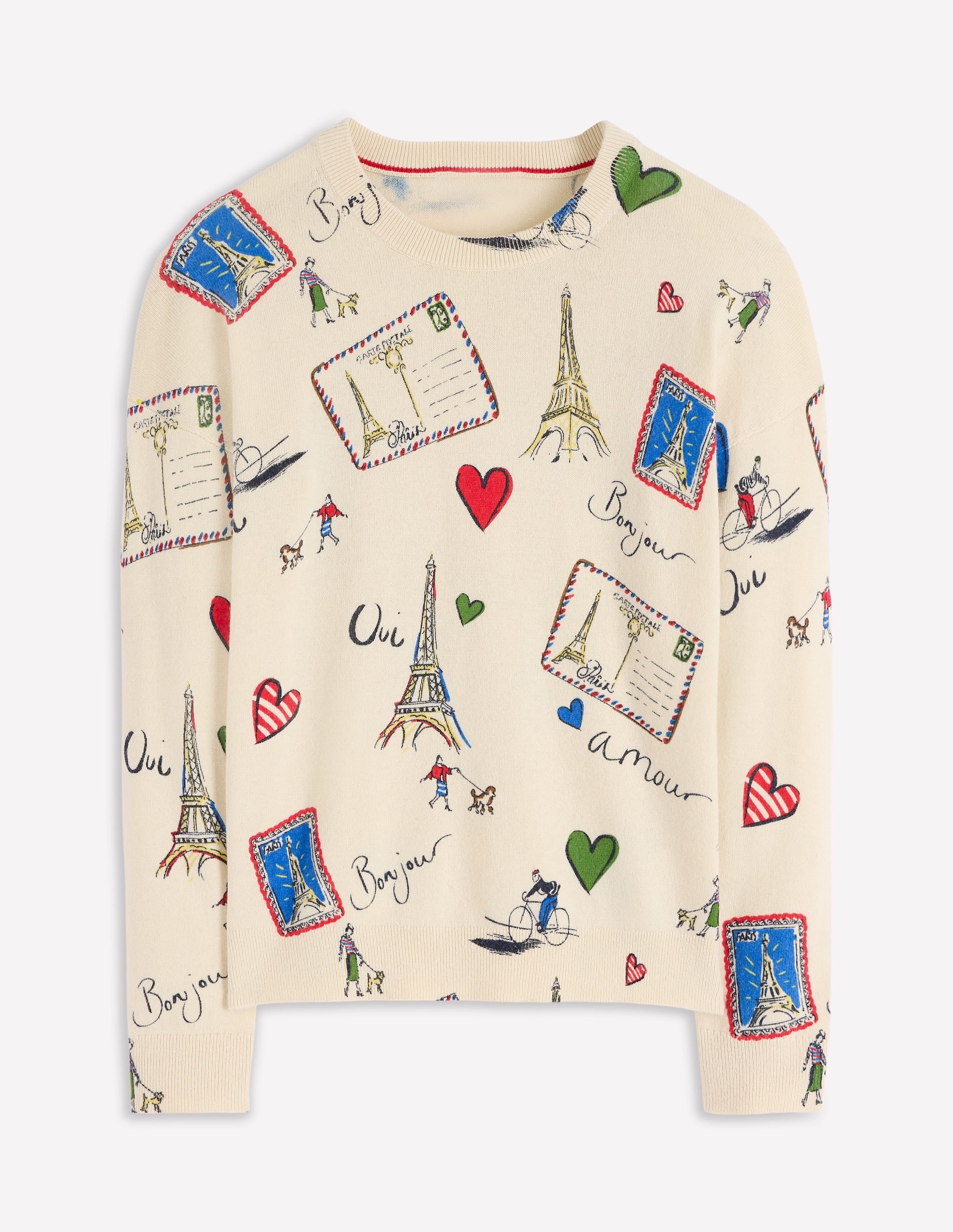 Natasha Novelty Jumper-Ivory, Postcard from Paris - Image 5