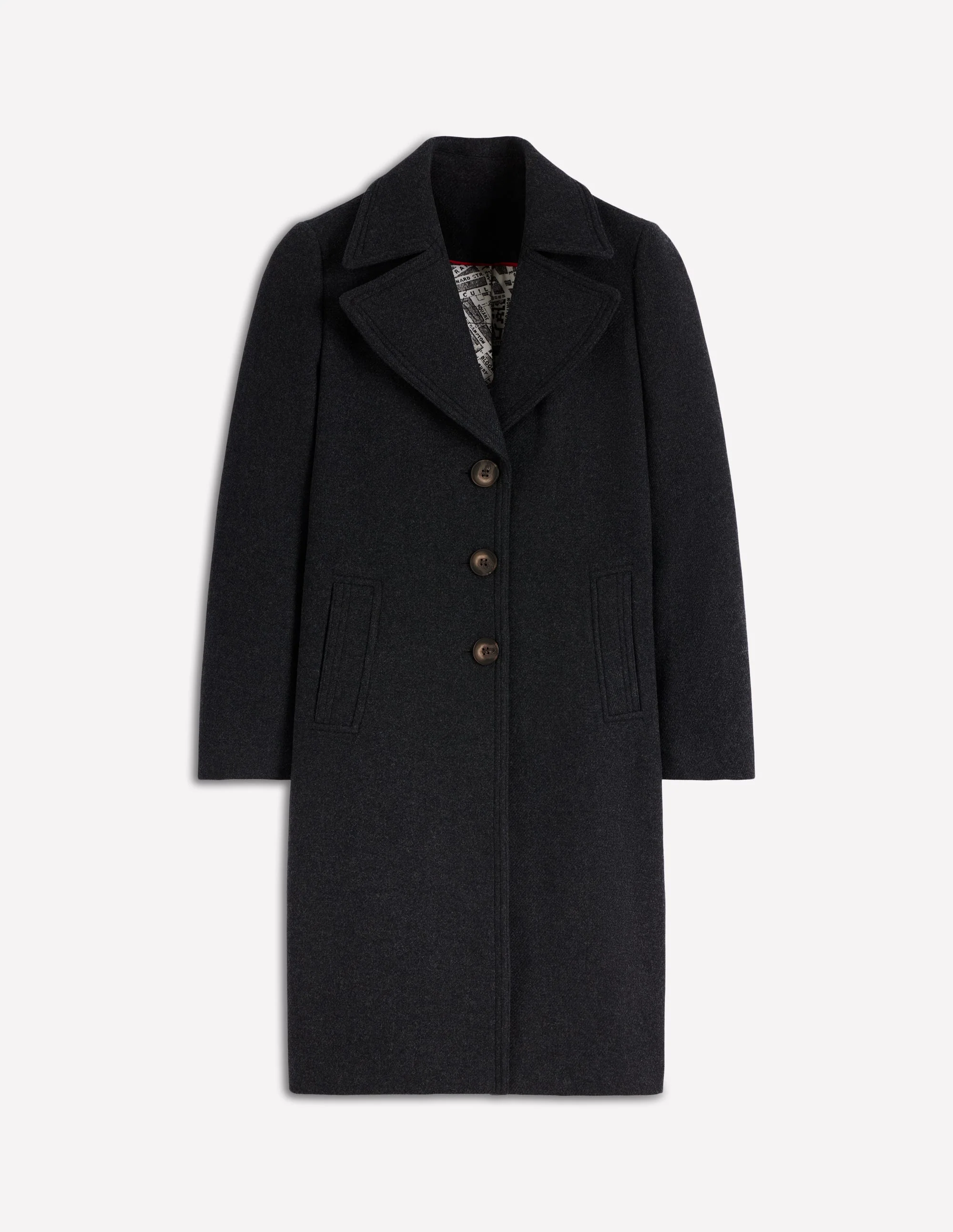 Newport Wool Coat-Charcoal Marl - Image 7
