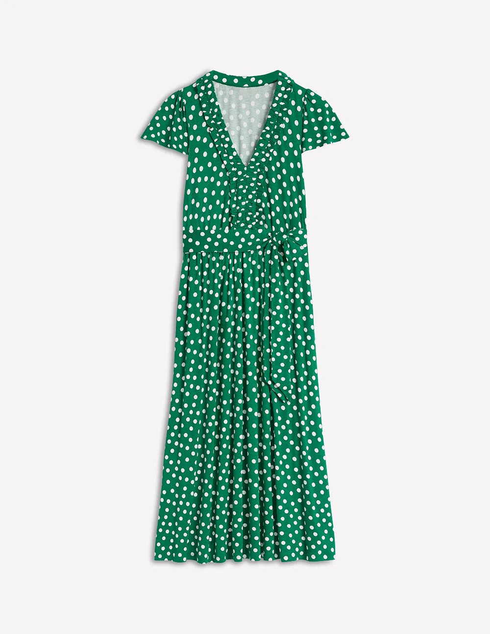 Nicola Jersey Tea Dress-Forest Grass, Painted Dot - Image 5
