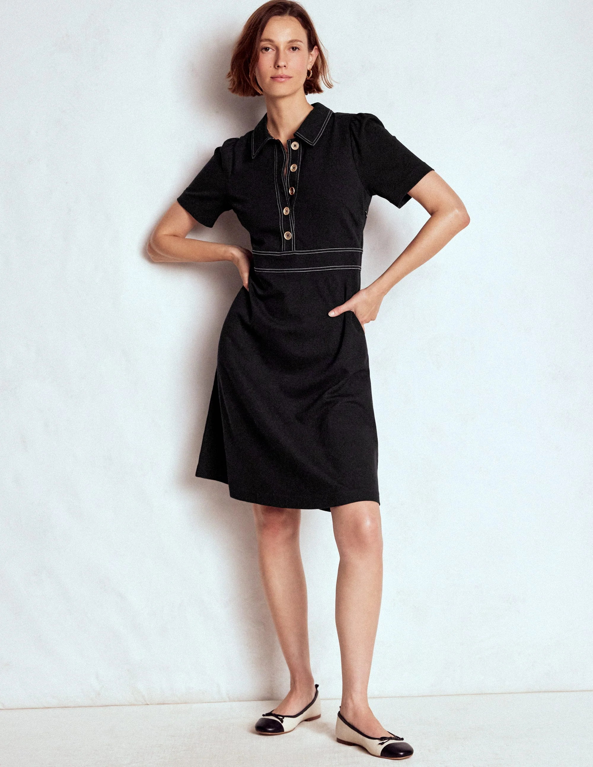 Nicolette Ponte Shirt Dress-Black - Image 4