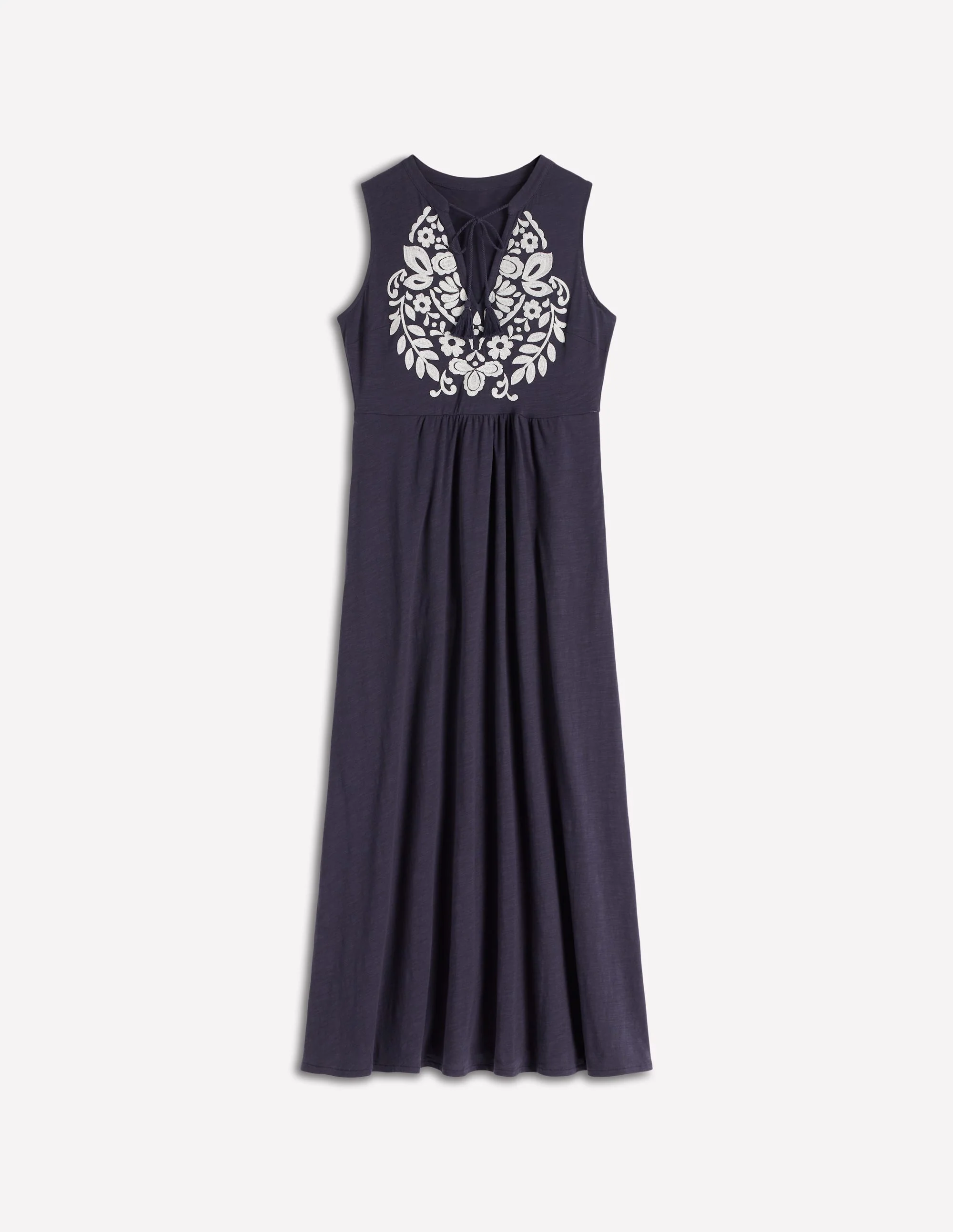 Notch Neck Jersey Maxi Dress-Navy - Image 5