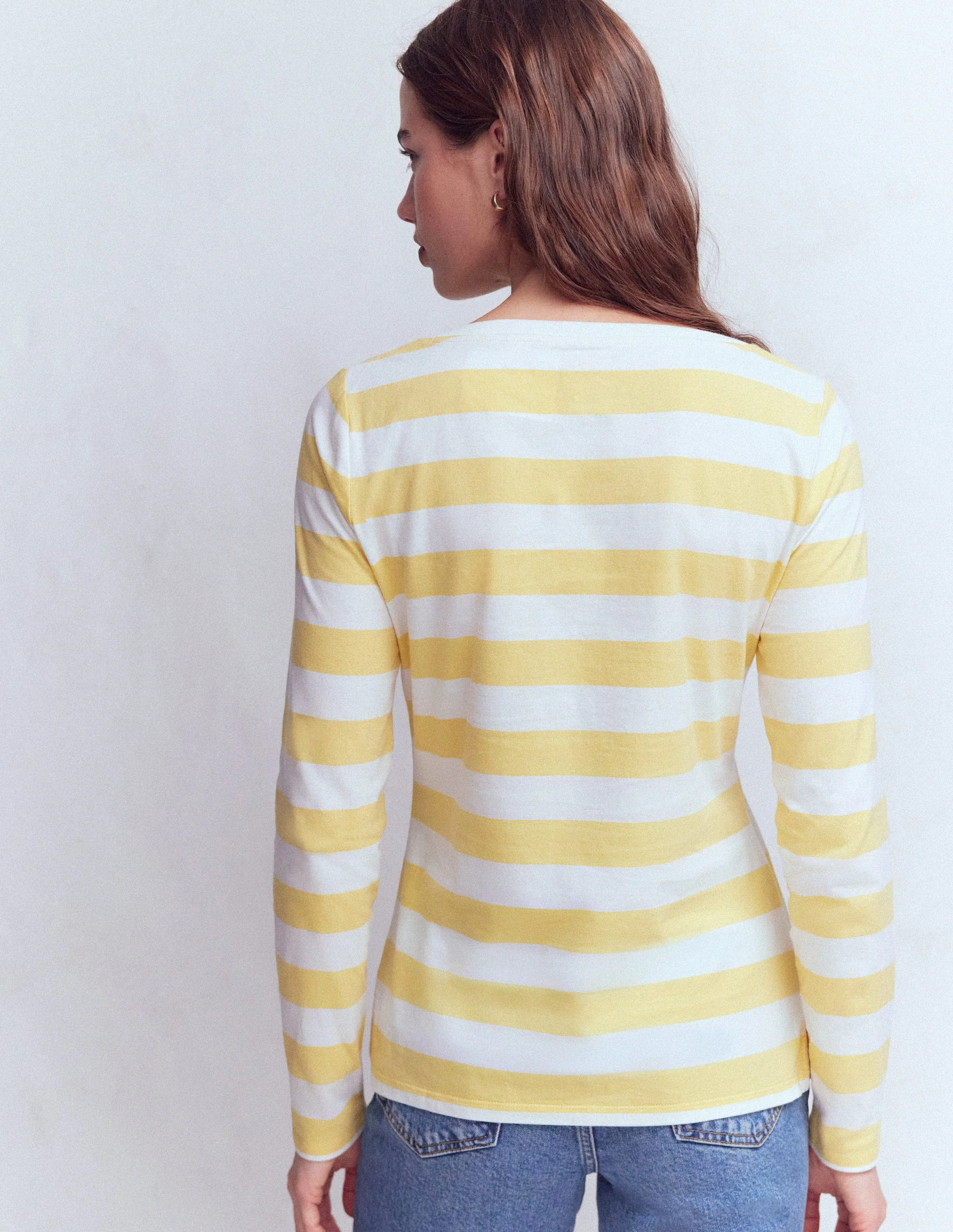 Olivia Long Sleeve Breton-Dusky Citron and Ivory Stripe - Image 3