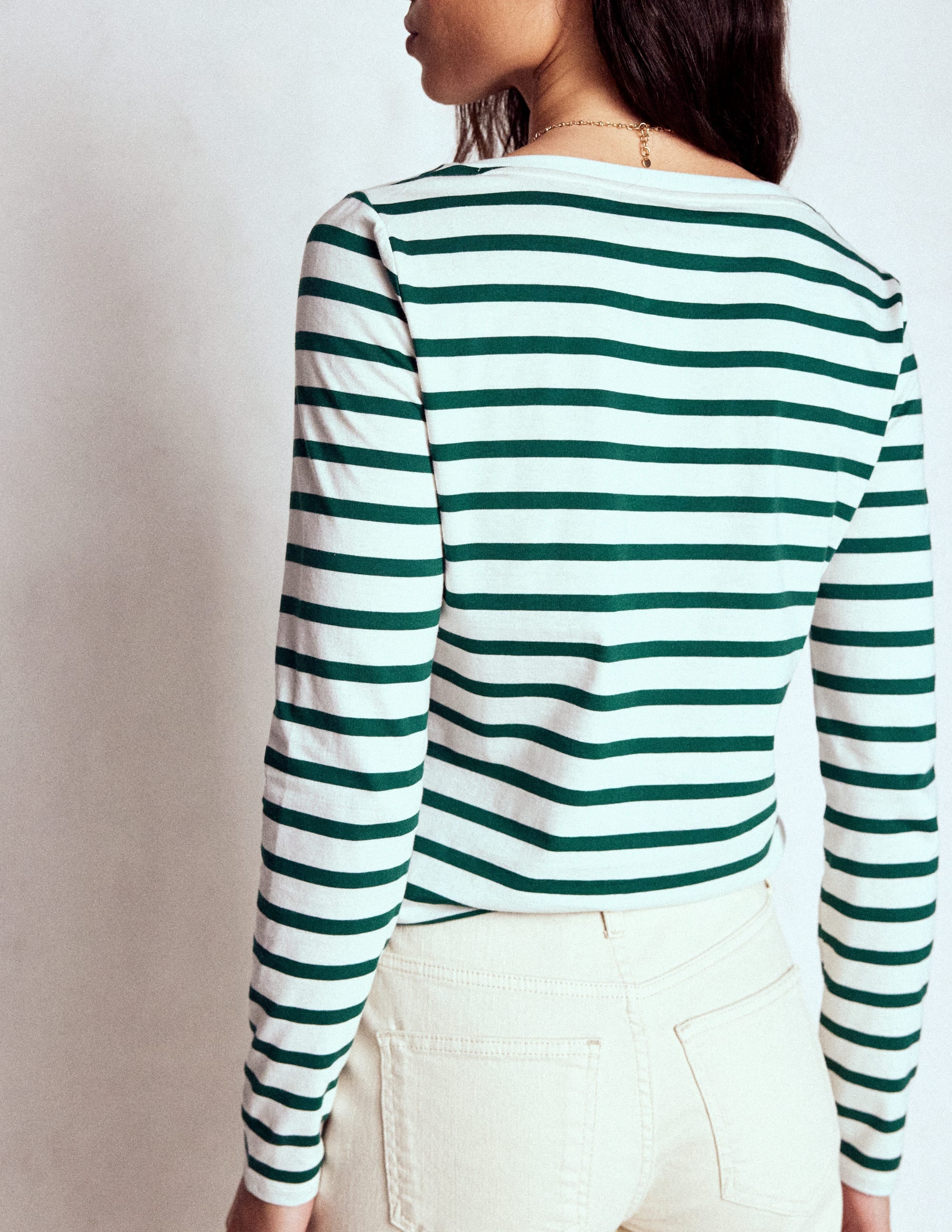Olivia Long Sleeve Breton-Emerald Night Stripe - Image 3