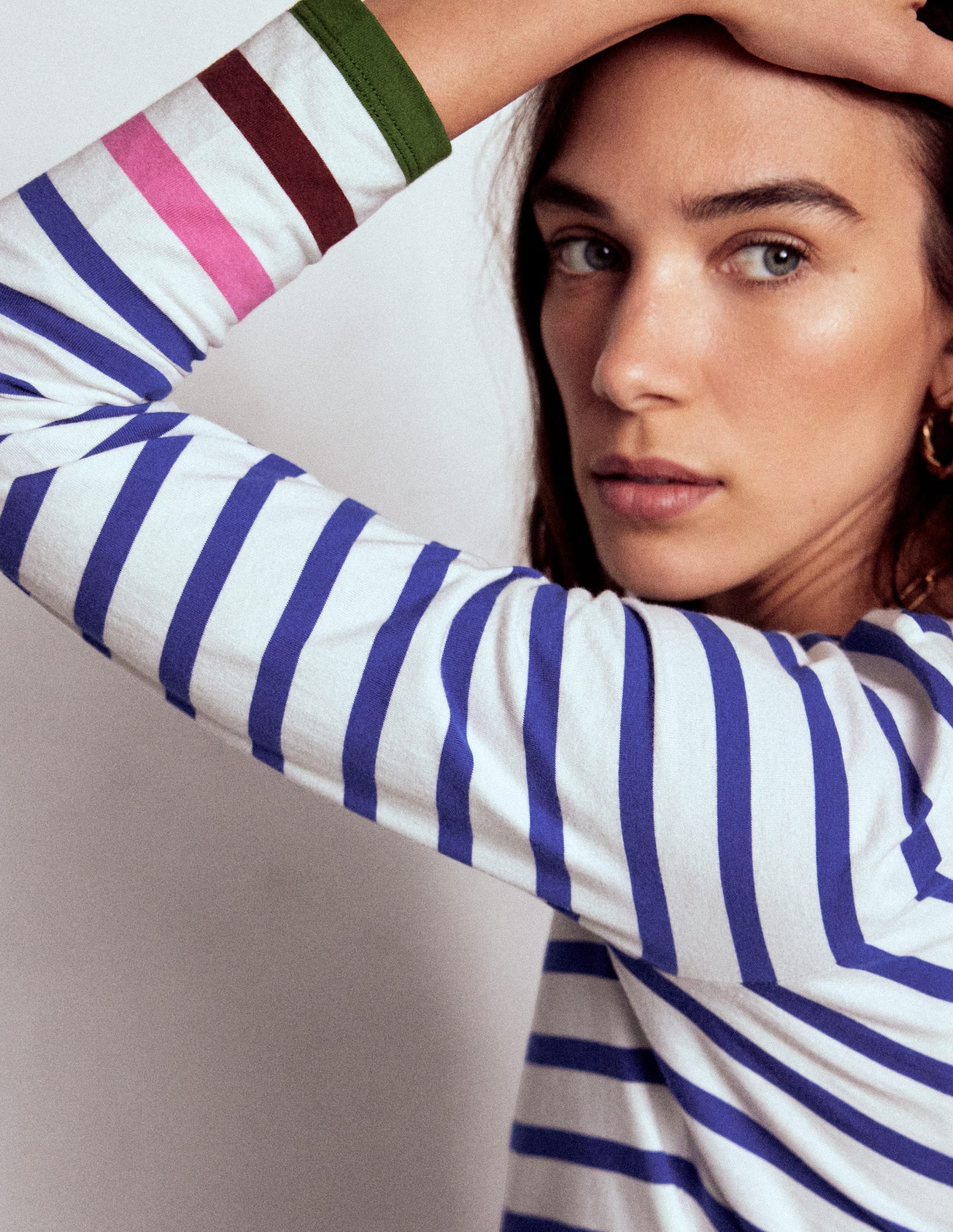 Olivia Long Sleeve Breton-Kingfisher Blue, Multi Cuff - Image 2