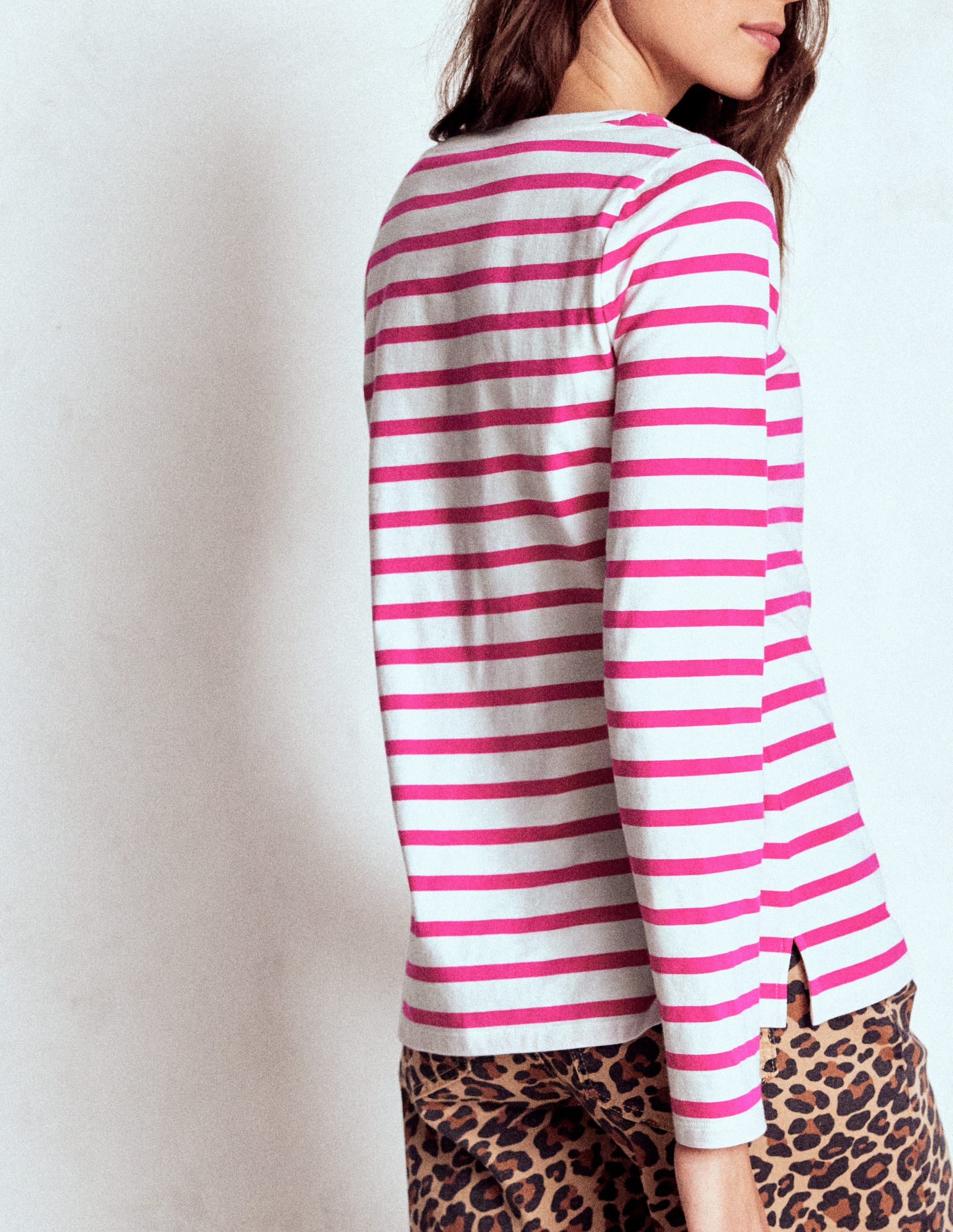 Olivia Long Sleeve Breton-Pink Peony Stripe - Image 2