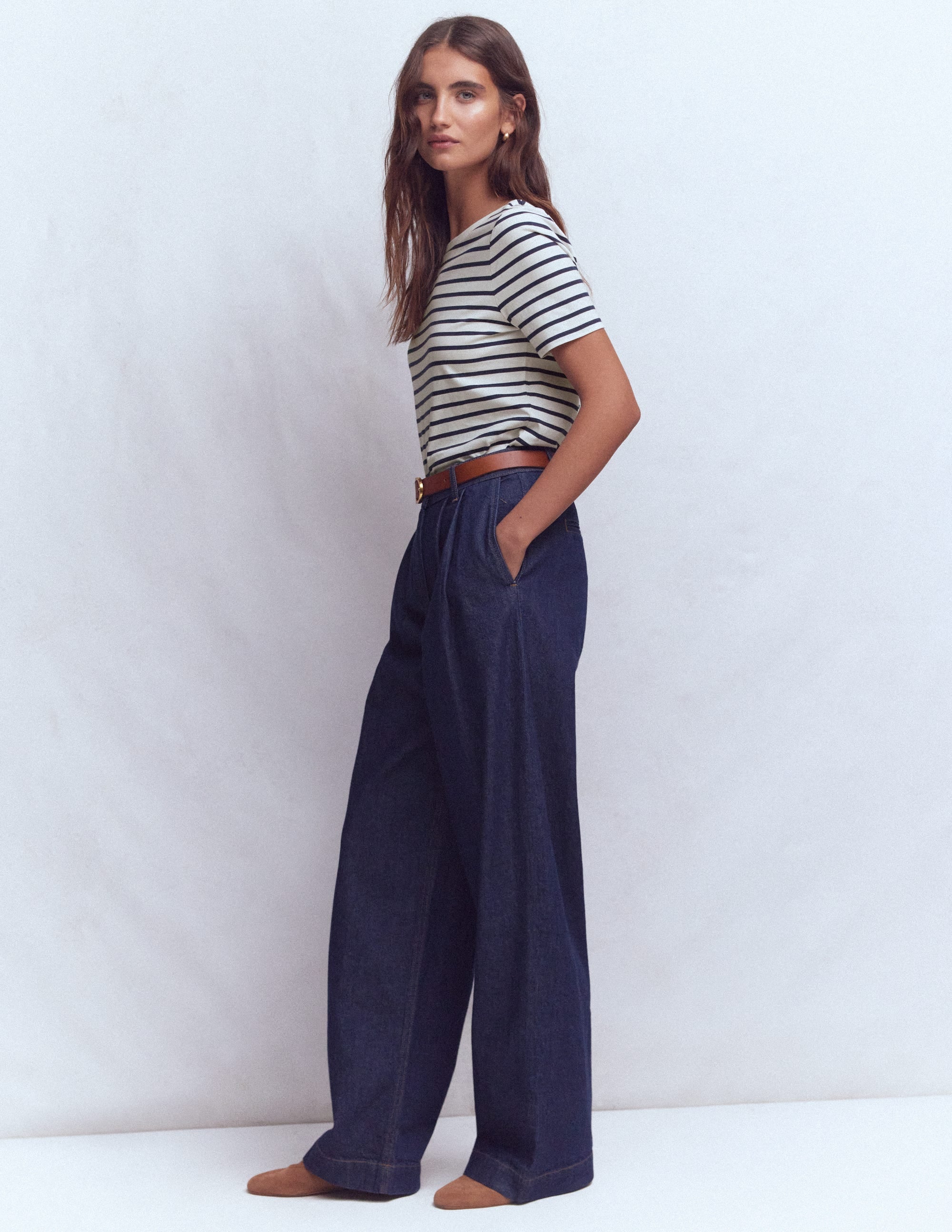 Olivia Short Sleeve Breton-Ivory, Navy - Image 4