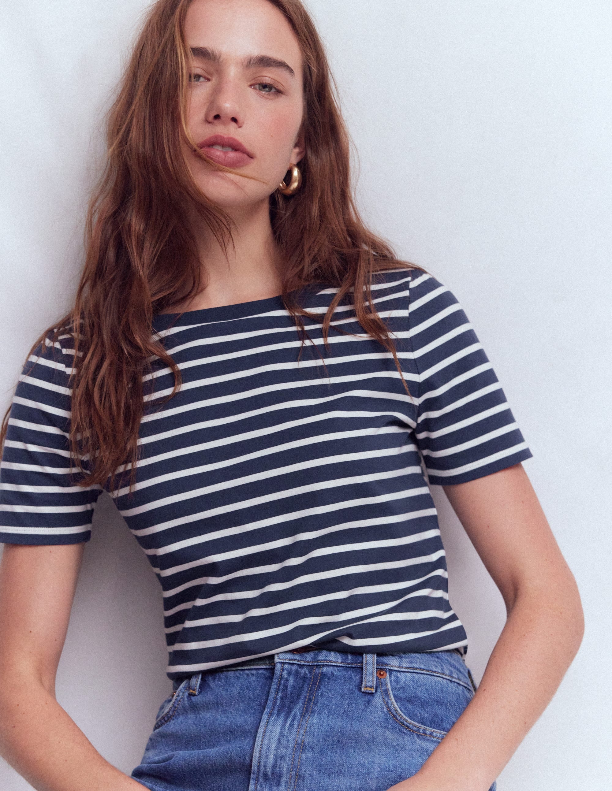 Olivia Short Sleeve Breton-Navy, Ivory - Image 2