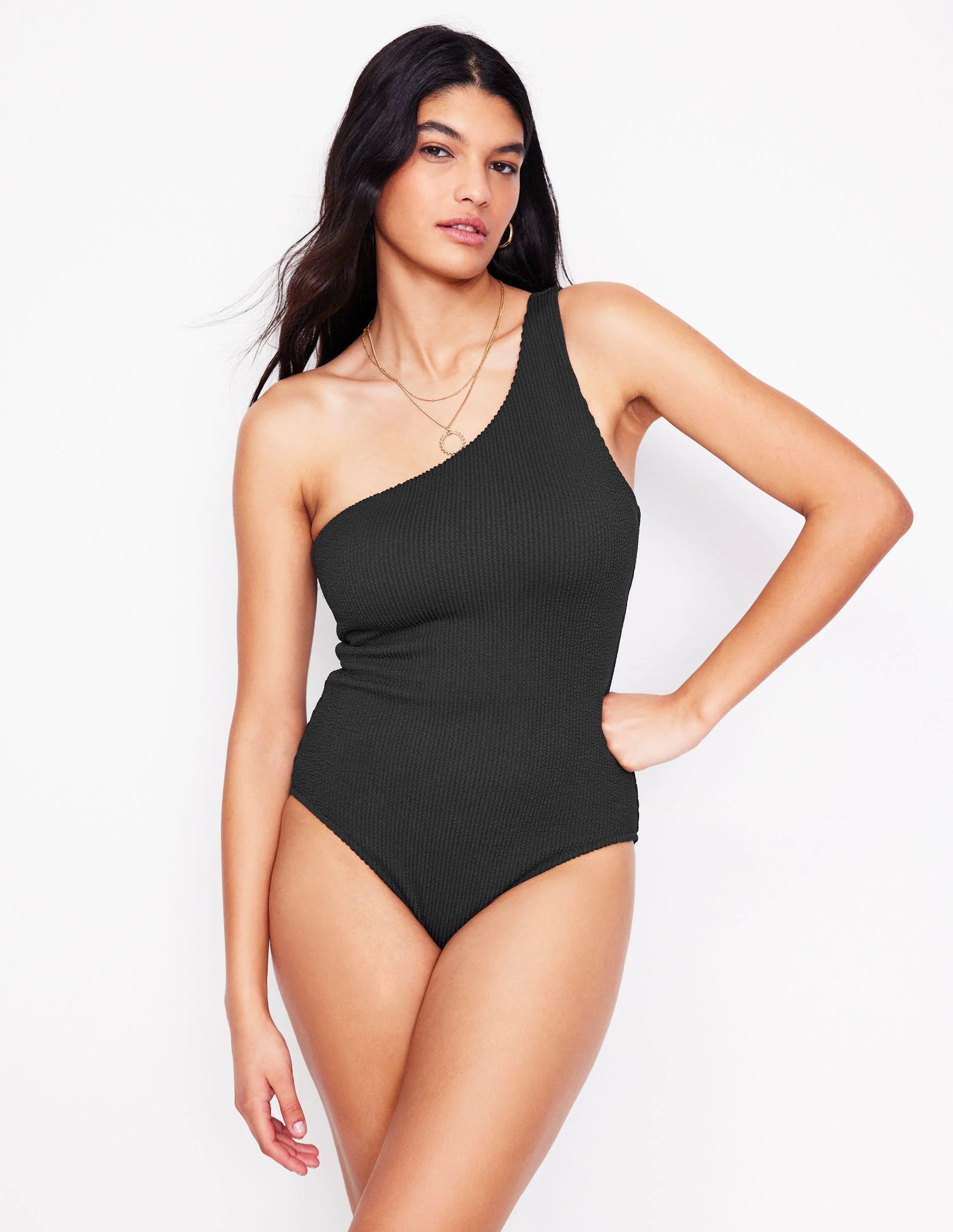 One Shoulder Swimsuit-Black - Image 5