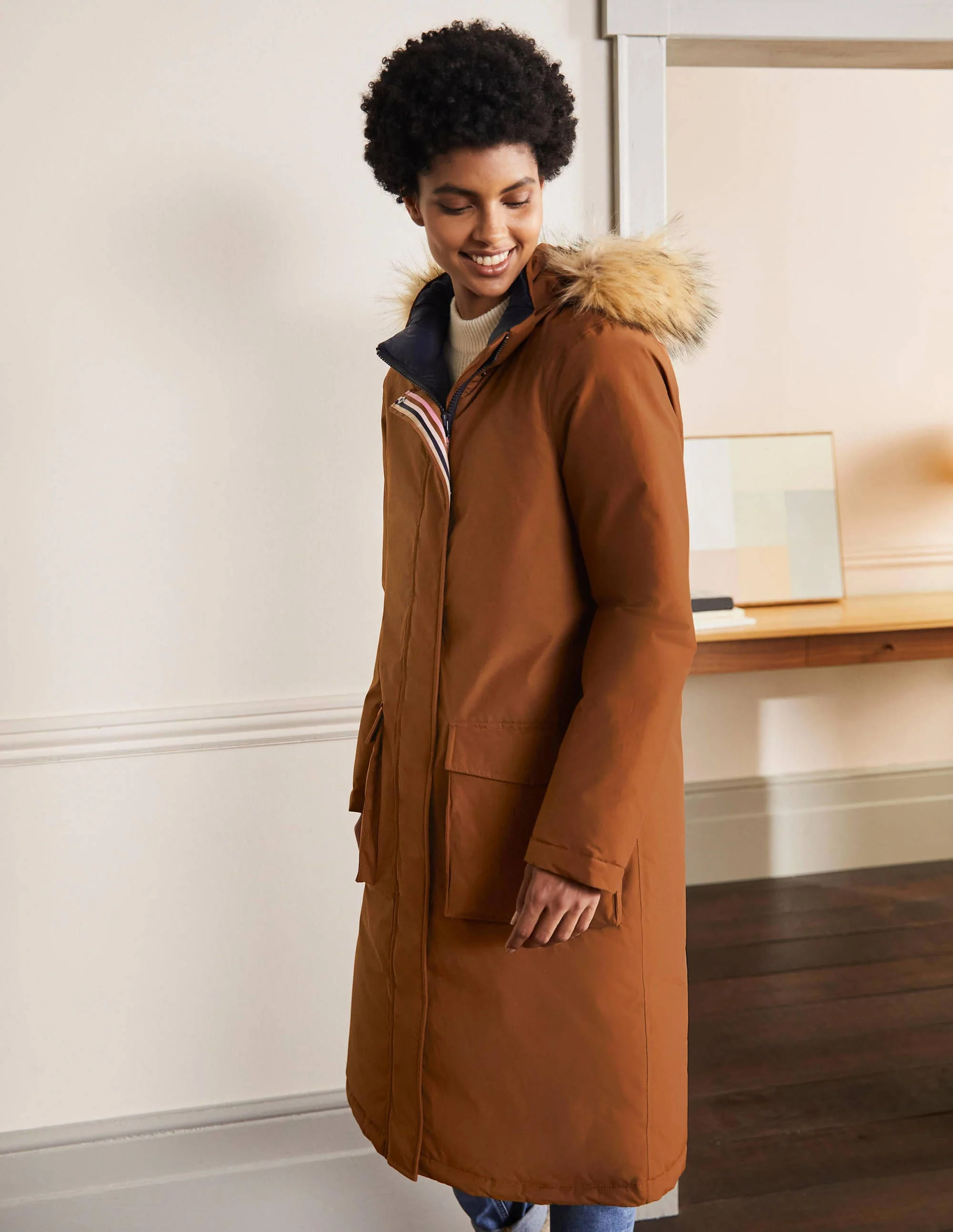 Orkney Padded Parka Coat-Ginger - Image 3