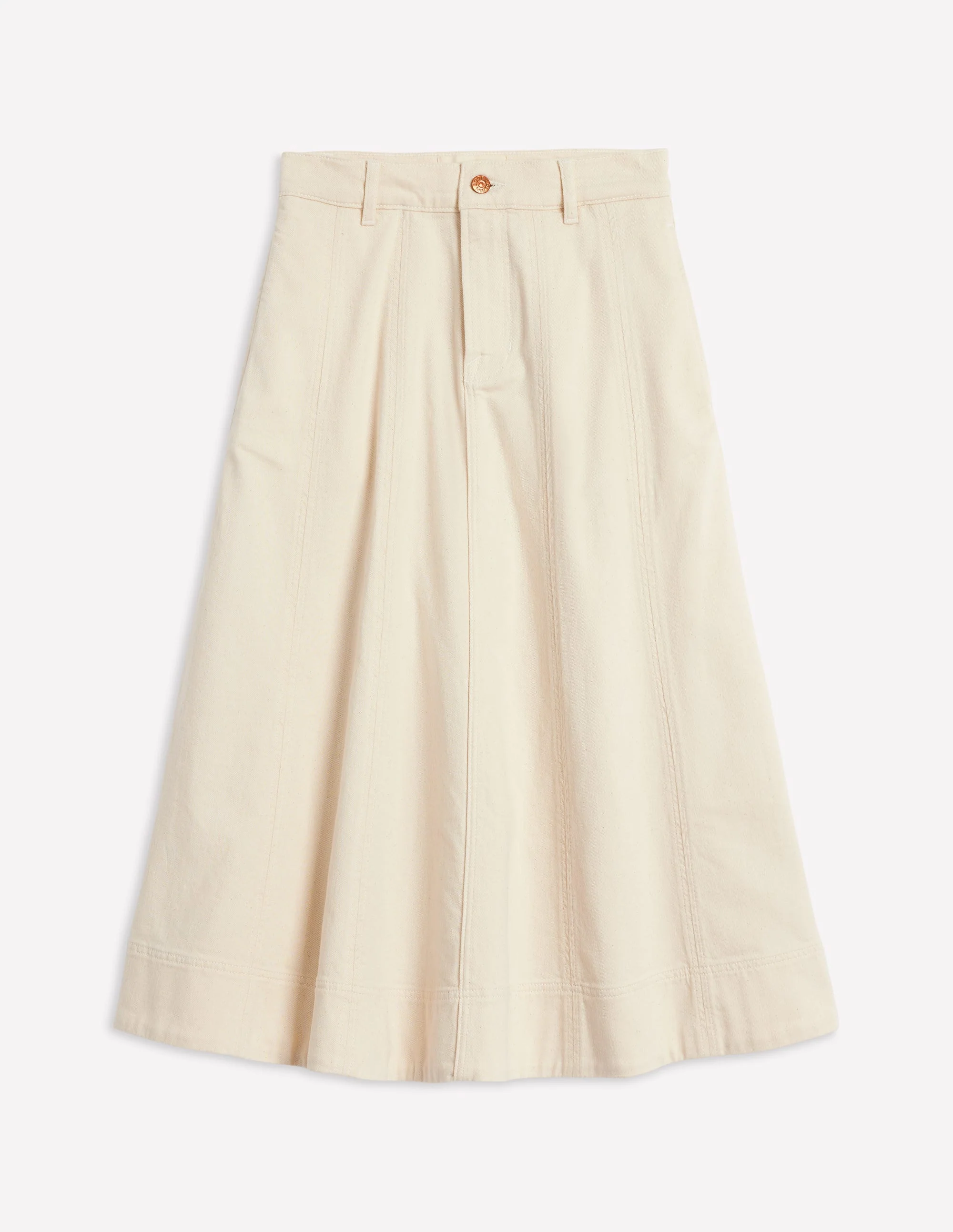 Panelled Full Denim Skirt-Ecru - Image 5