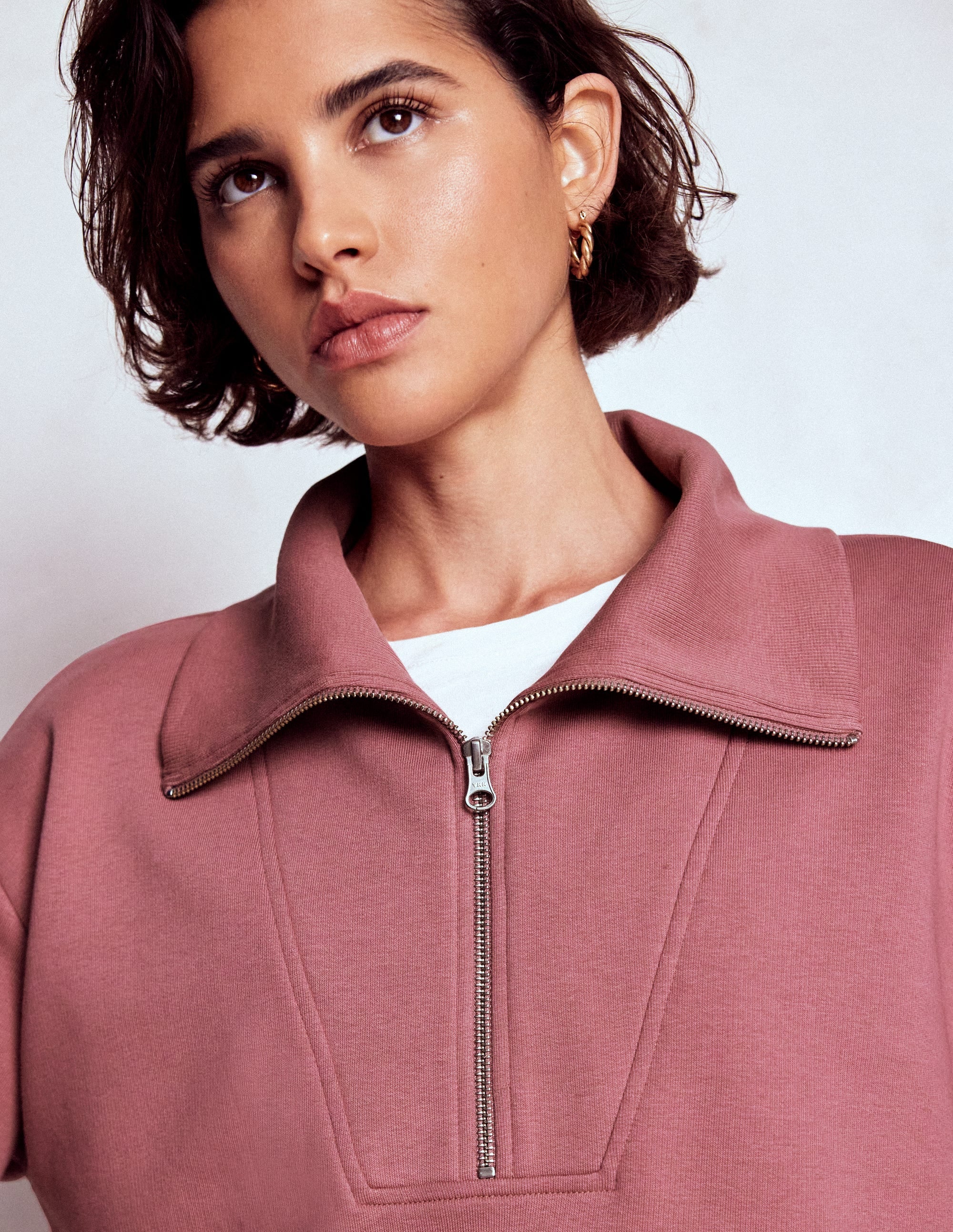Panelled Half-zip Sweatshirt-Blushing Rose - Image 2