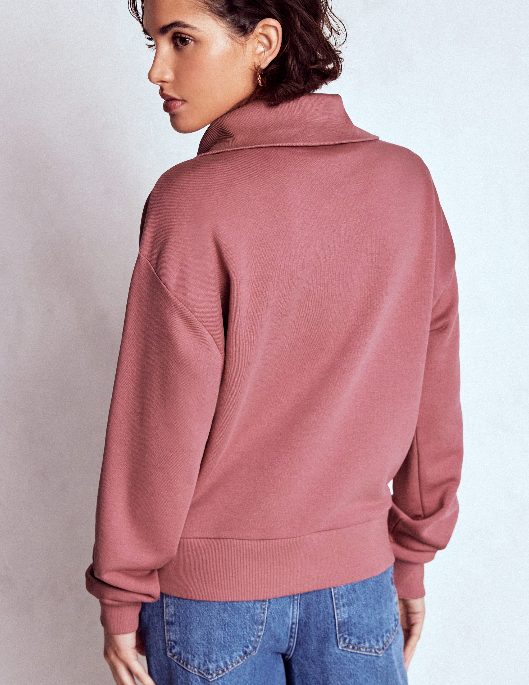 Panelled Half-zip Sweatshirt-Blushing Rose - Image 3