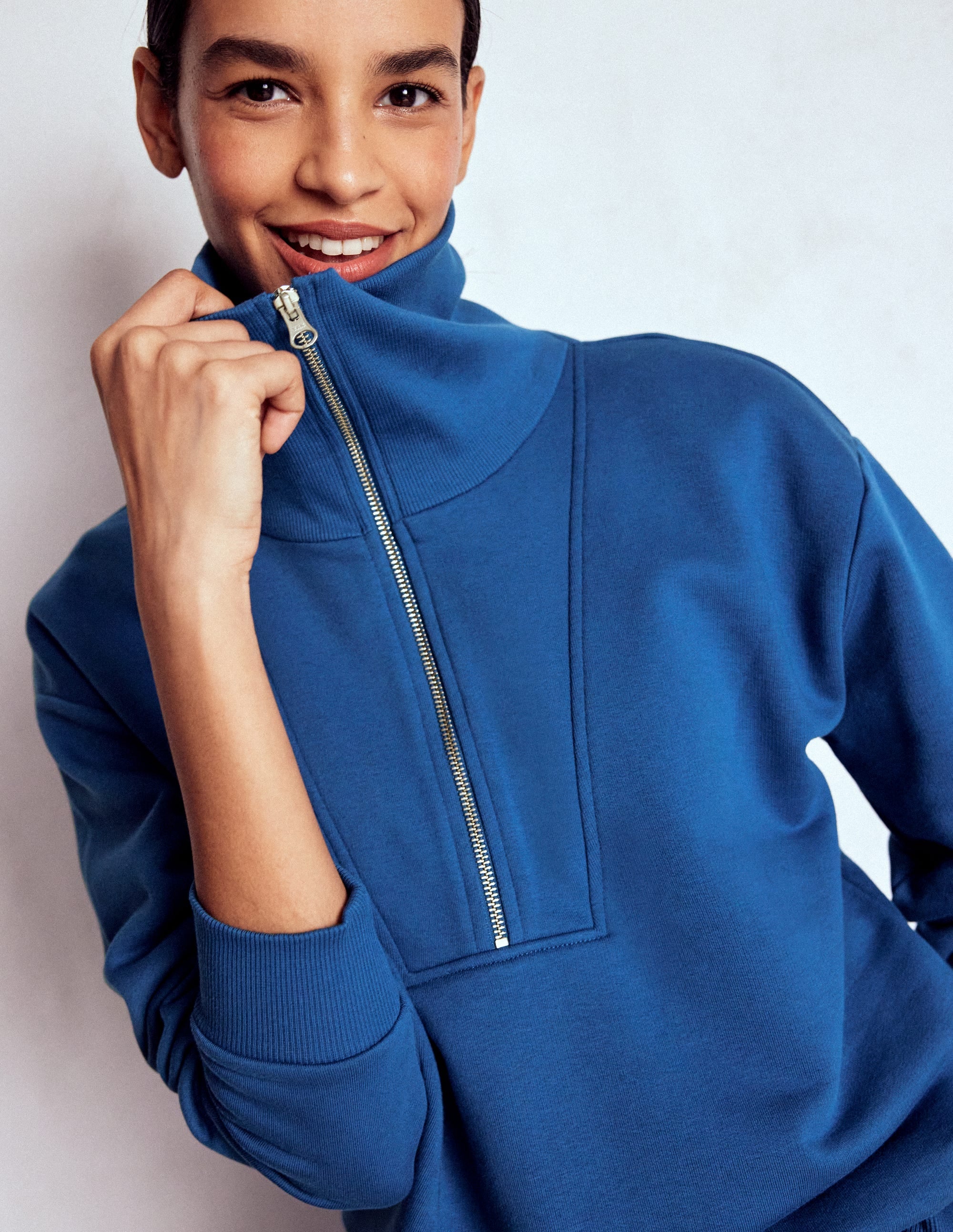 Panelled Half-zip Sweatshirt-Tourmaline Blue - Image 3