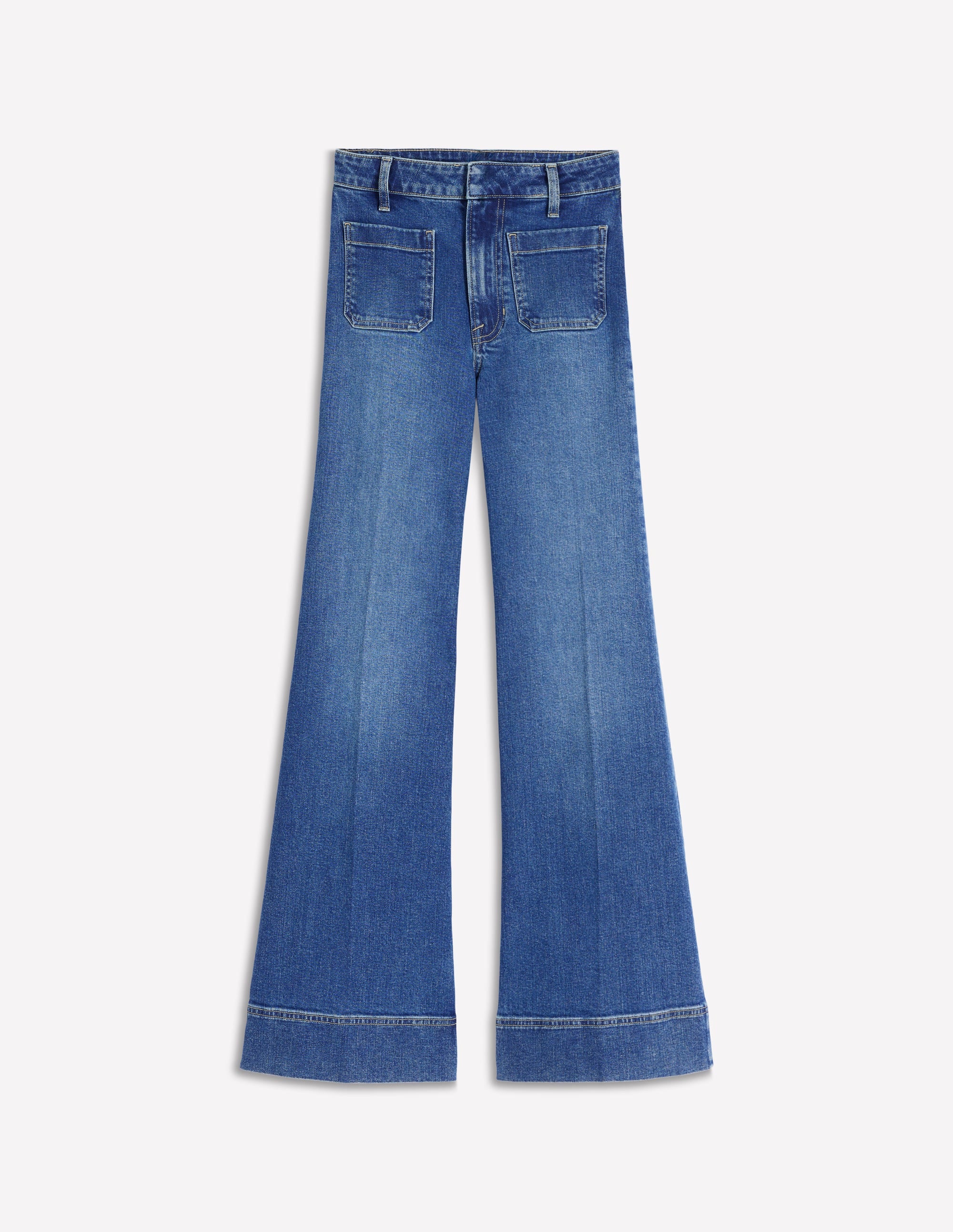 Patch Pocket Flare Jeans-Midwash - Image 7