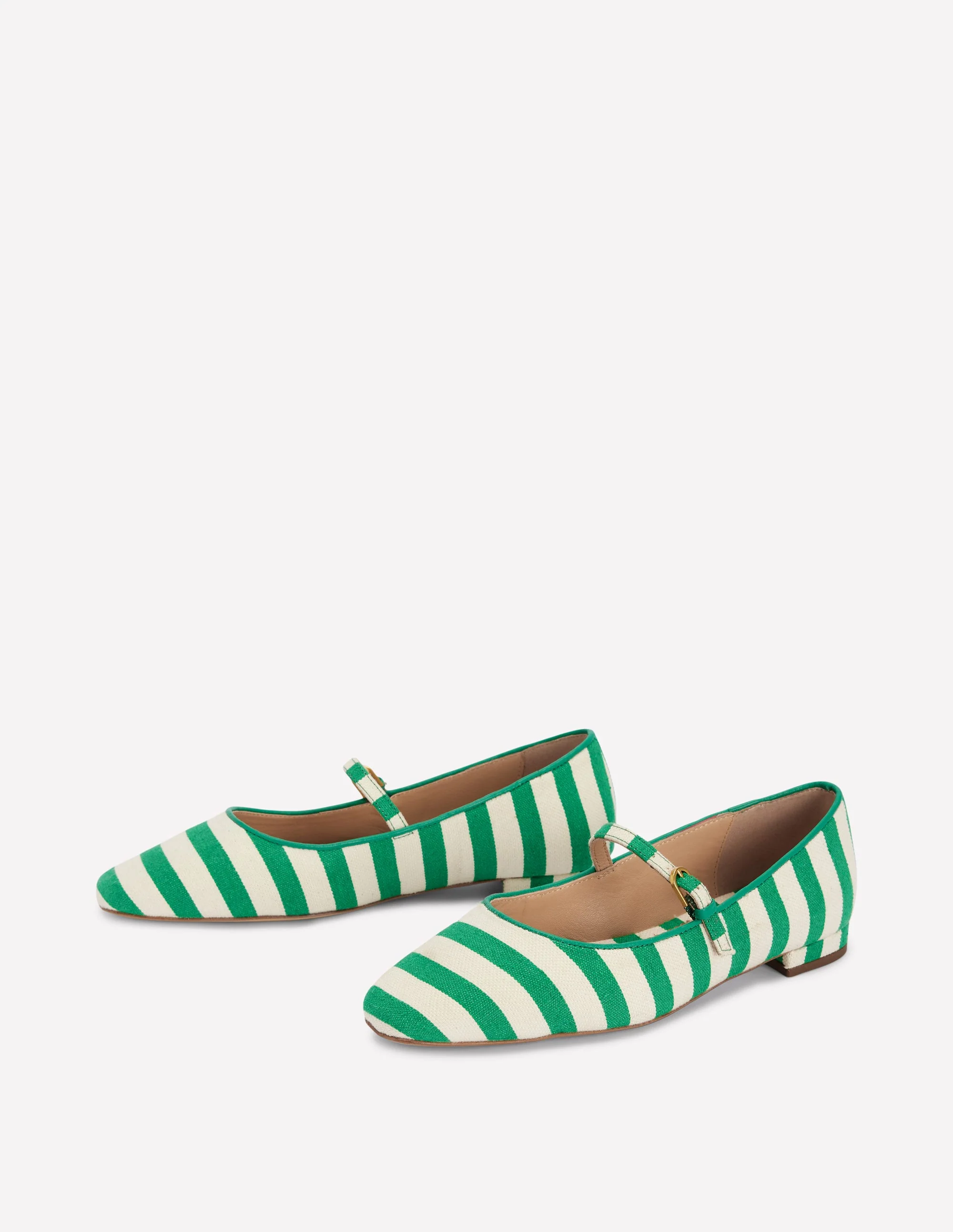 Penelope Mary Jane Flat-Rich Emerald Stripe - Image 3