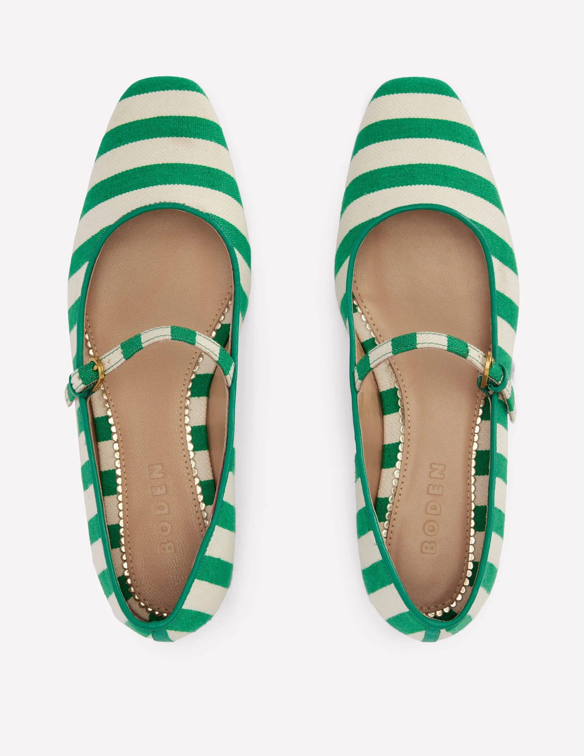 Penelope Mary Jane Flat-Rich Emerald Stripe - Image 5