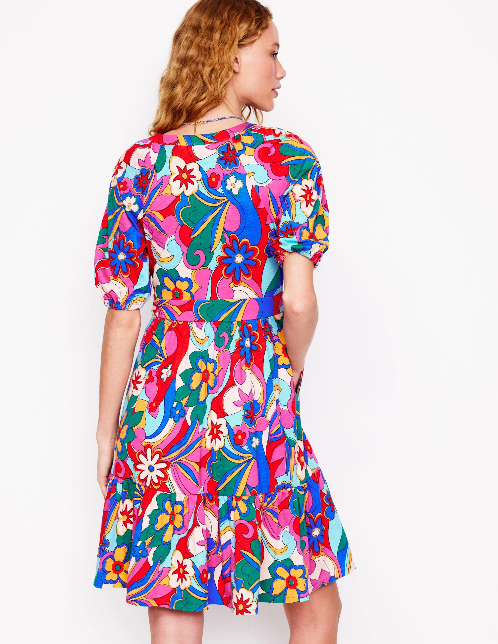 Piper Short Jersey Dress-Multi, Blossomy Pop - Image 3