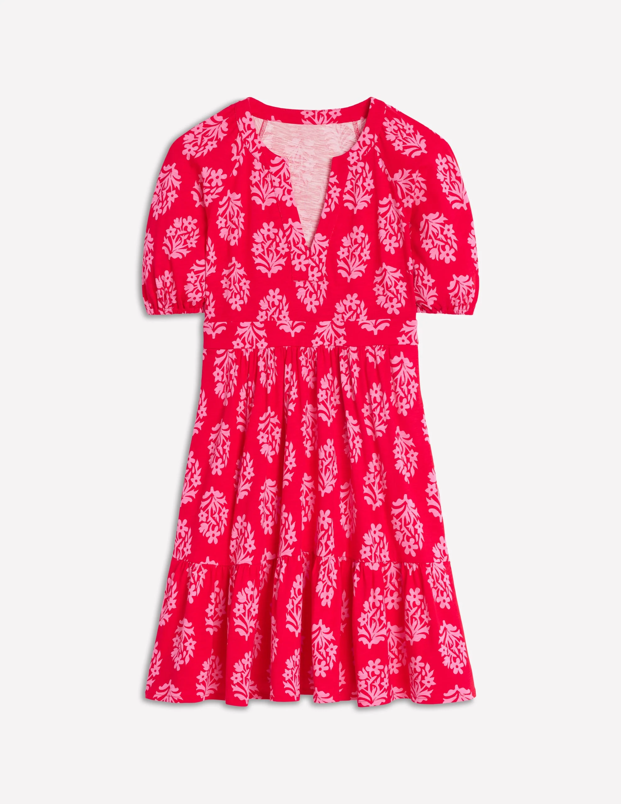 Piper Short Jersey Dress-Poppy Red, Posy Stamp - Image 5