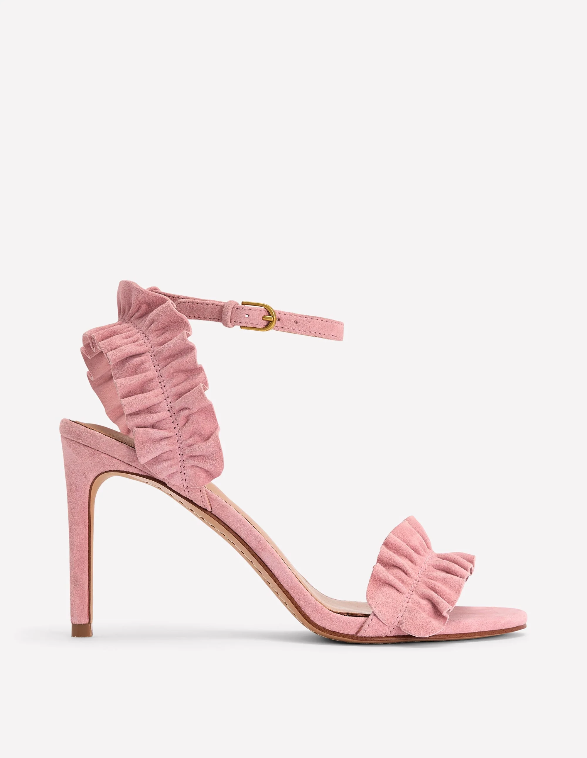 Pleat Detail Heeled Sandal-Almond Pink