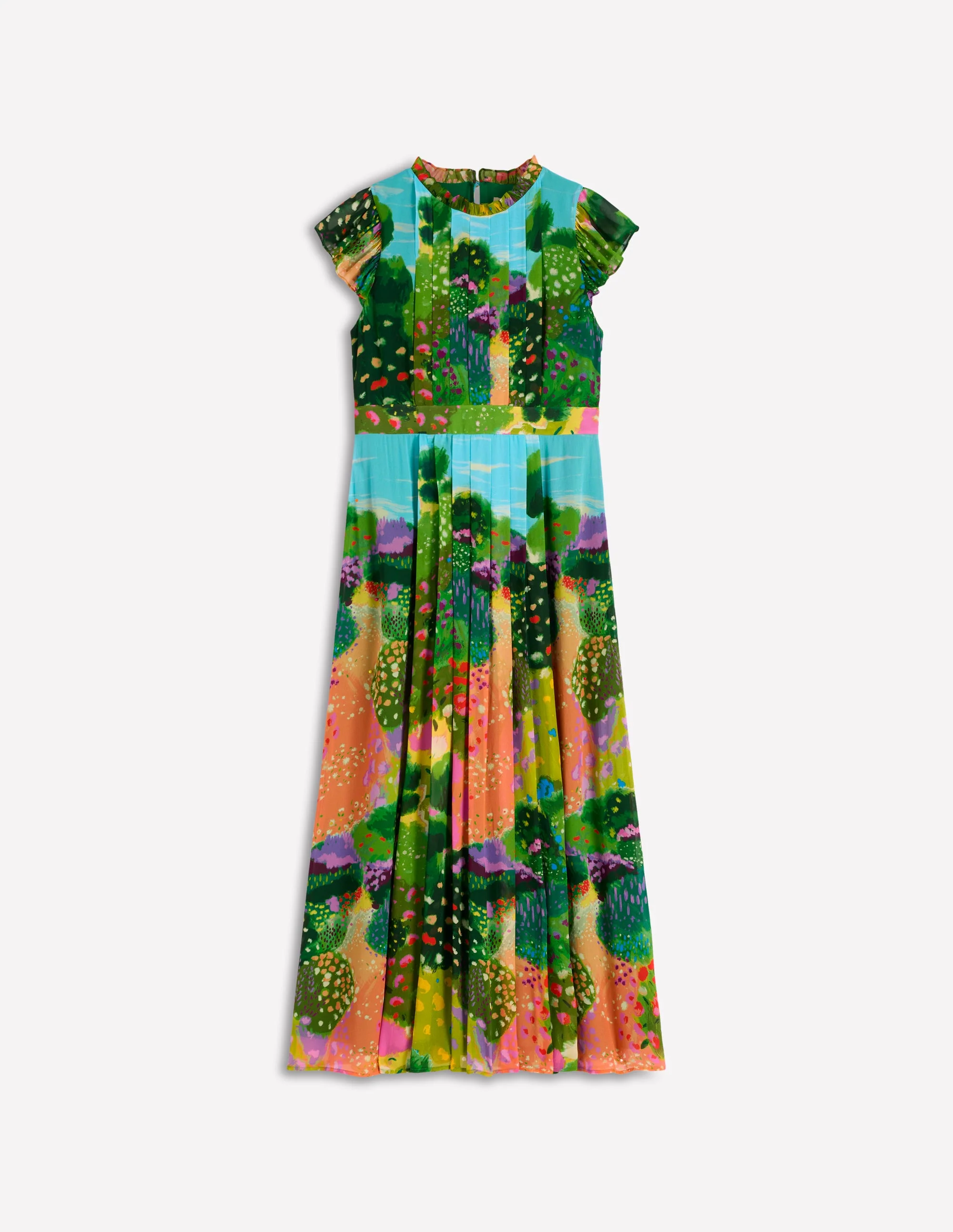 Pleat Ruffle Maxi Dress-Multi, Garden Path - Image 8