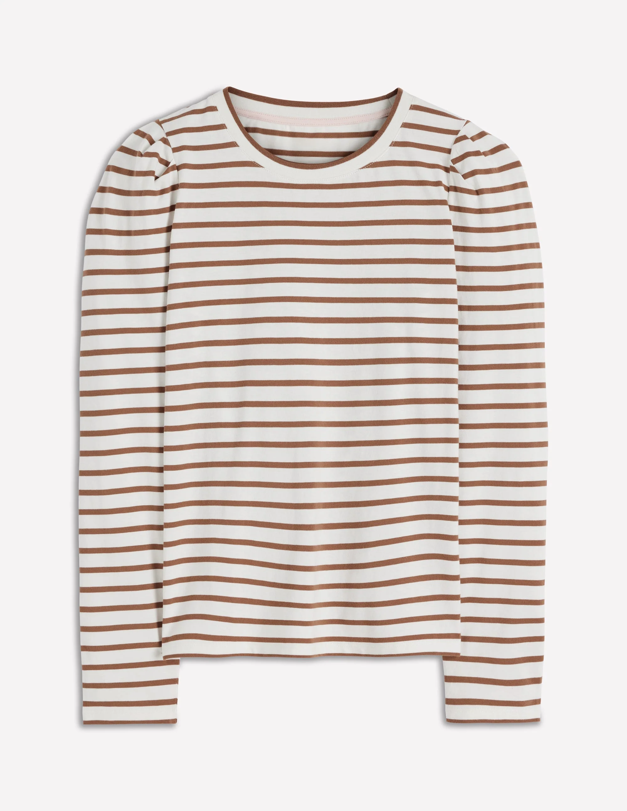 Pleat Sleeve Stripe Top-Ginger and Ivory Stripe - Image 4
