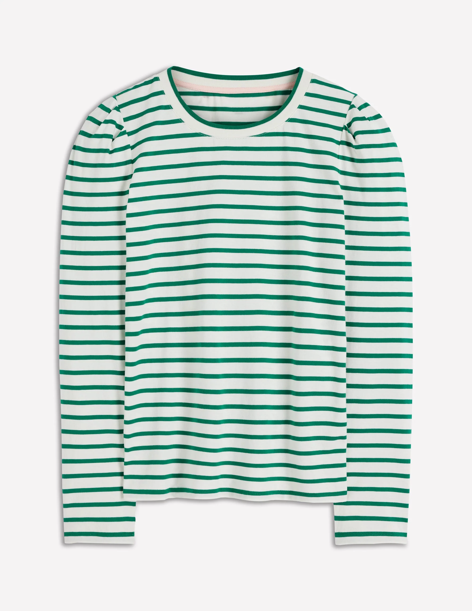 Pleat Sleeve Stripe Top-Jewel Green and Ivory Stripe - Image 6