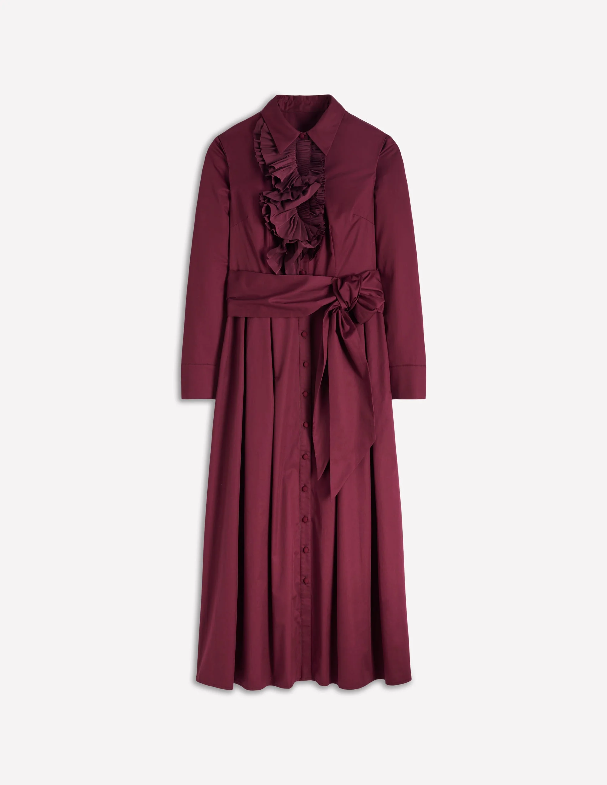 Pleated Ruffle Shirt Dress-Deep Wisteria - Image 5