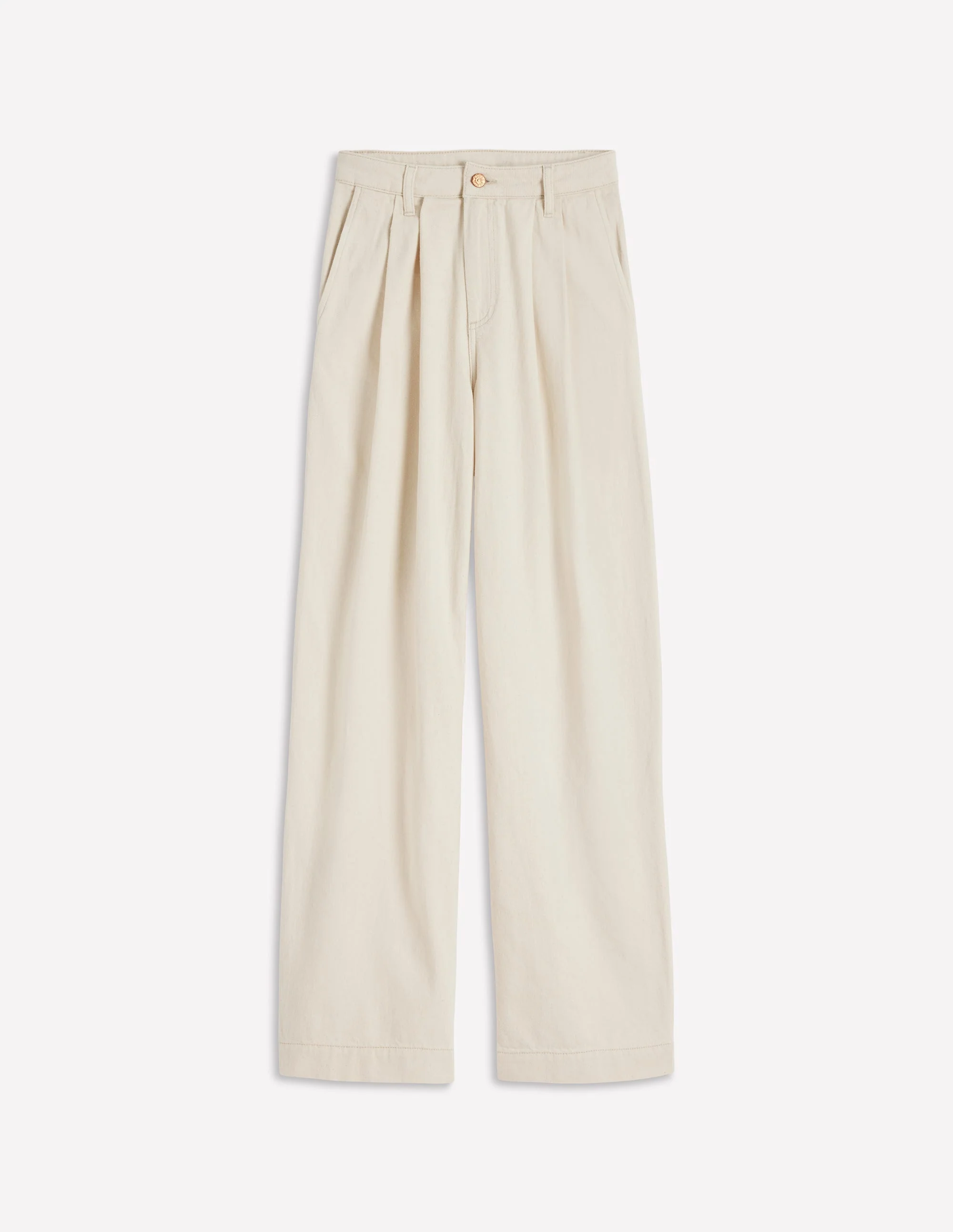 Pleated Wide Leg Jeans-Ecru - Image 7