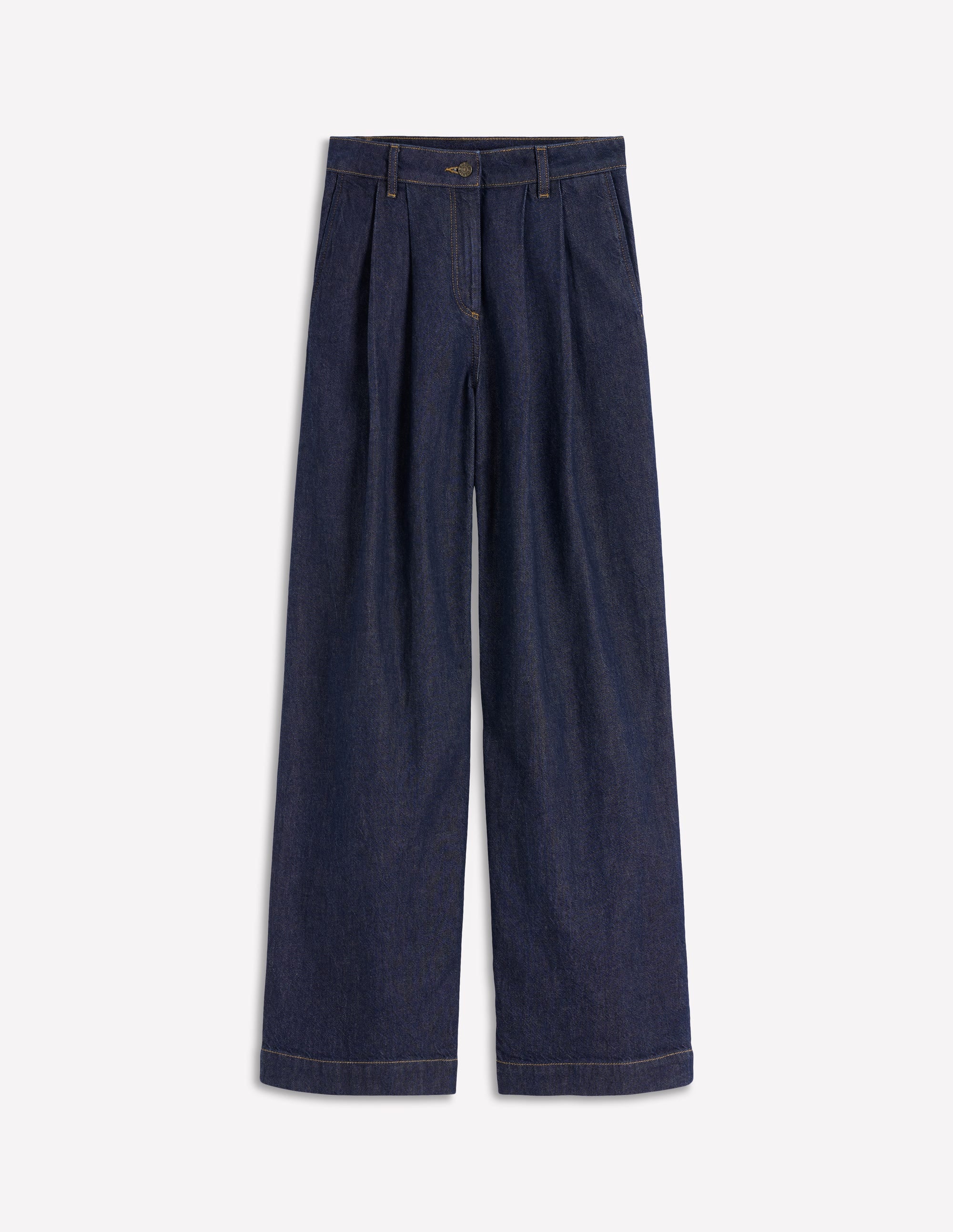 Pleated Wide Leg Jeans-Indigo Rinse - Image 6