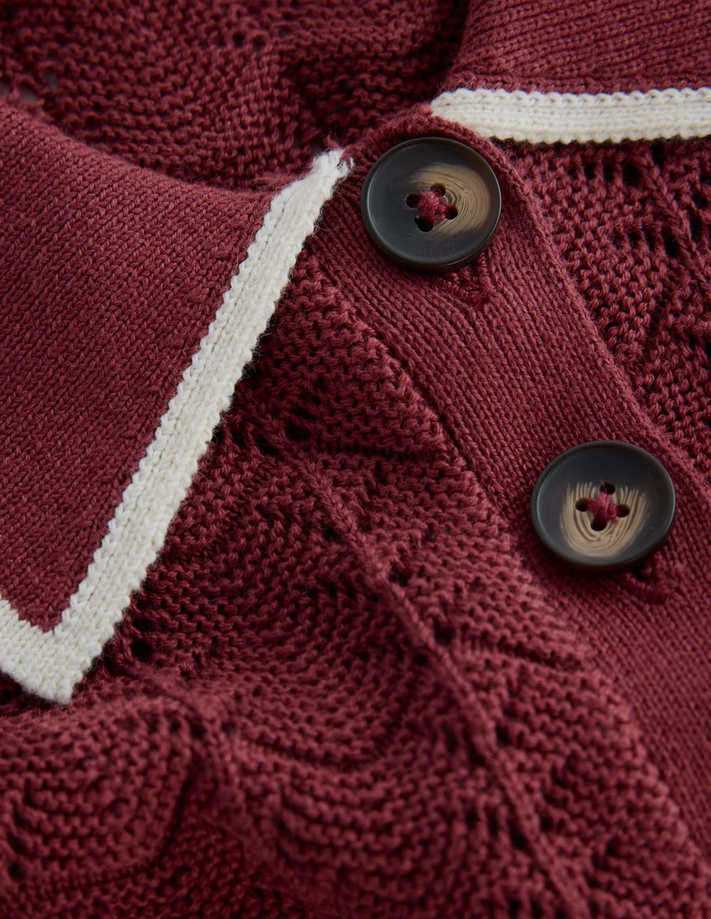 Pointelle Henley T-Shirt-Rich Chestnut - Image 4