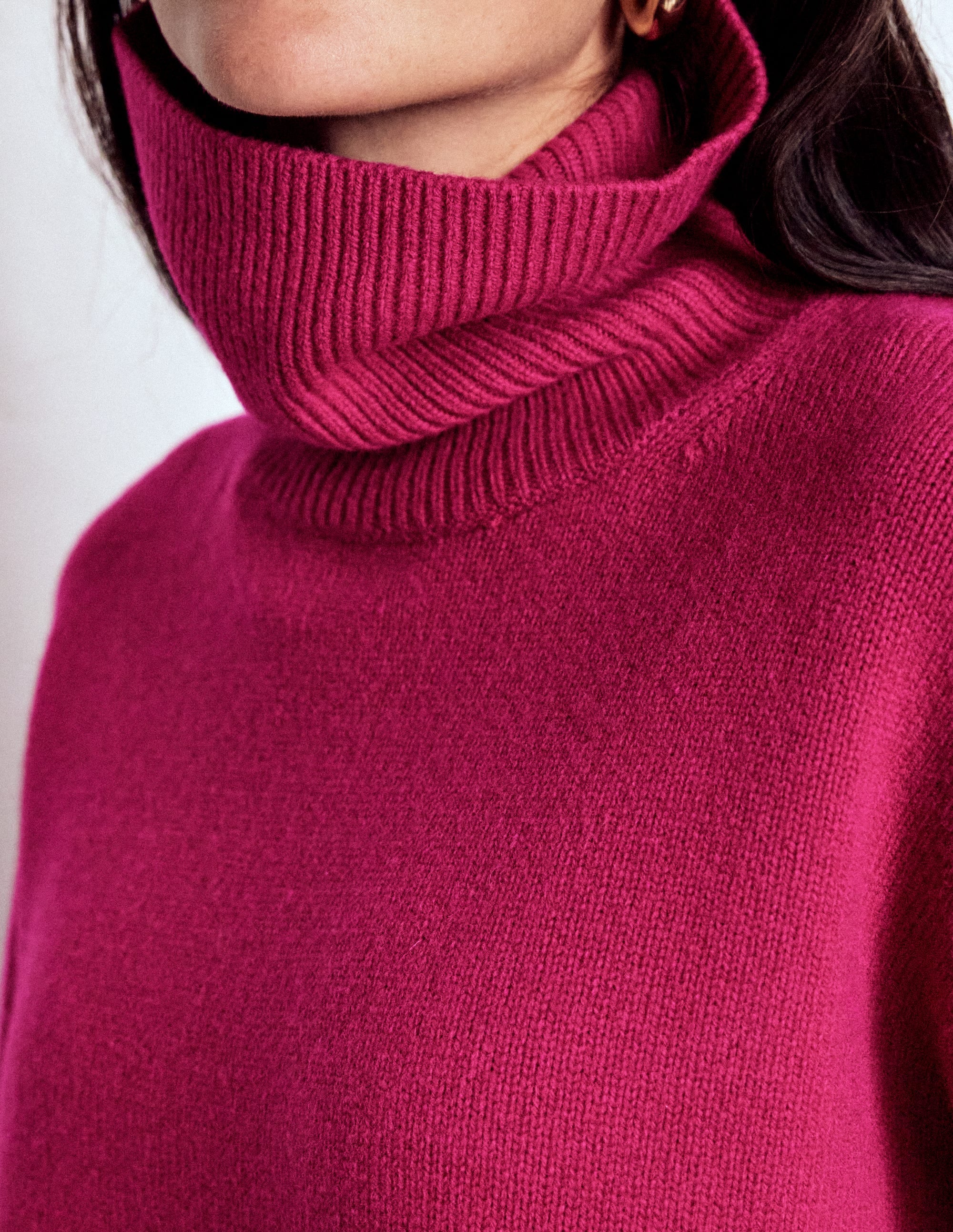 Polly Merino Roll Neck Jumper-Sorbet Pink - Image 2