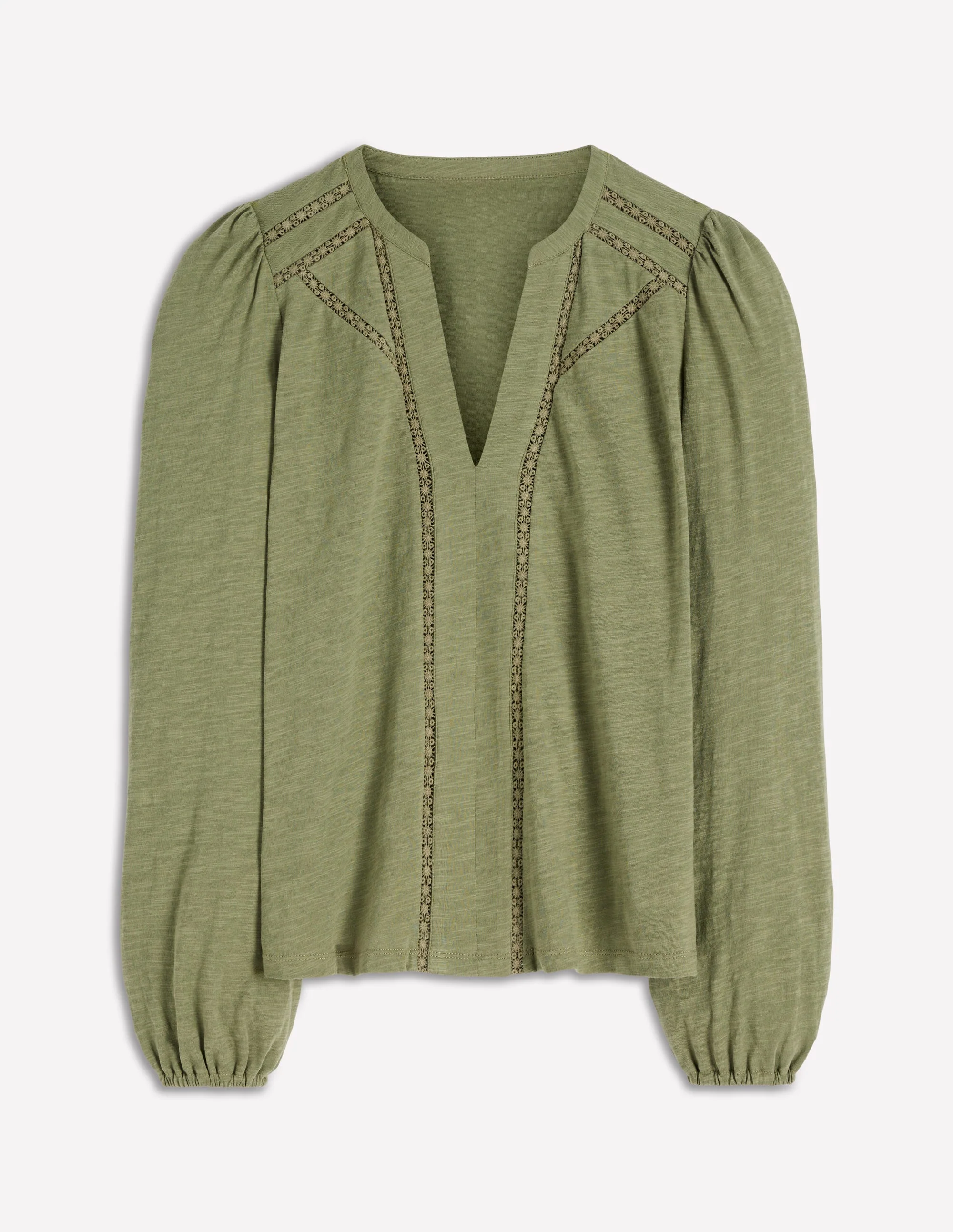 Poppy Long Sleeve Top-Larch Green - Image 4