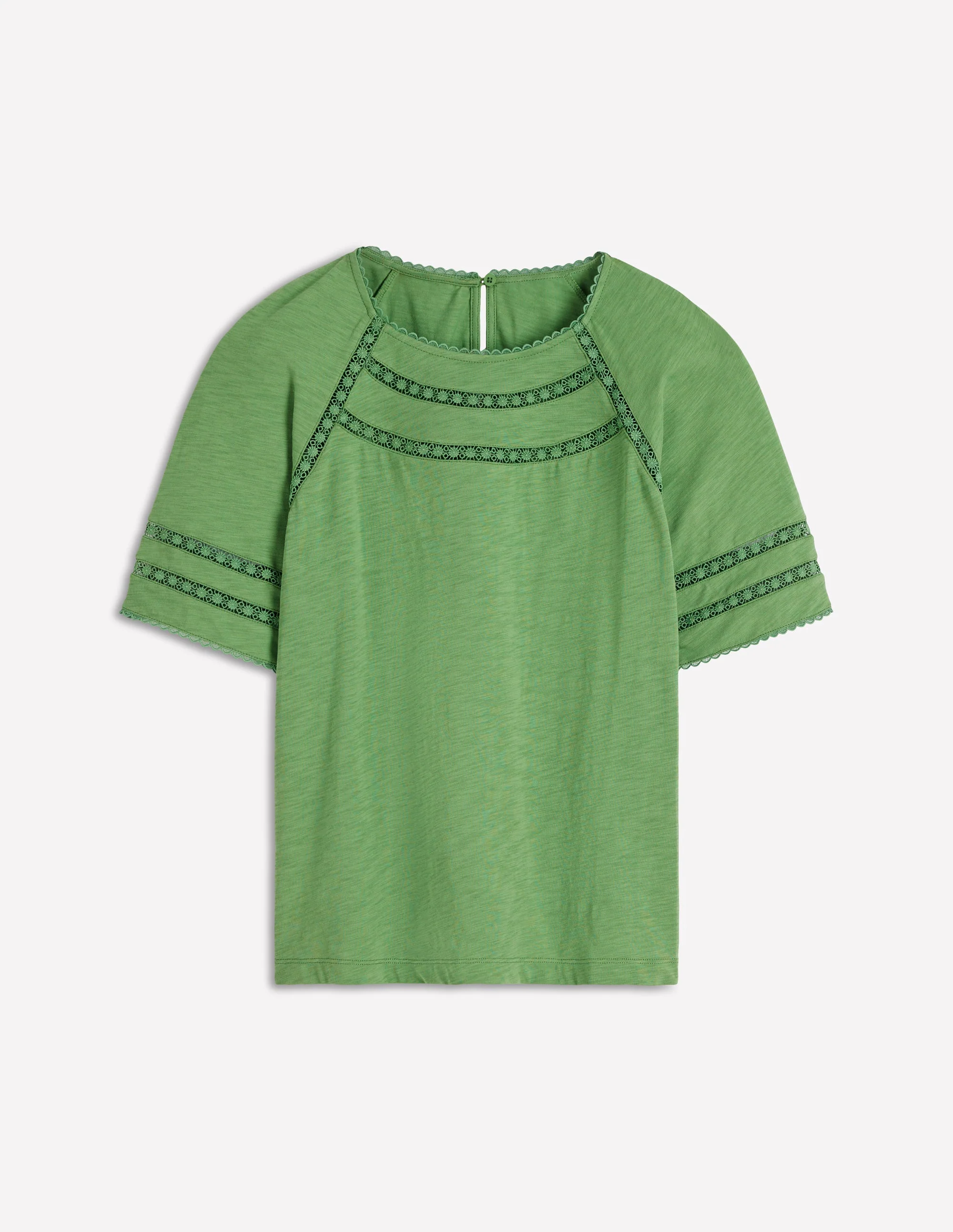 Poppy Trim Crew T-shirt-Bright Emerald - Image 5