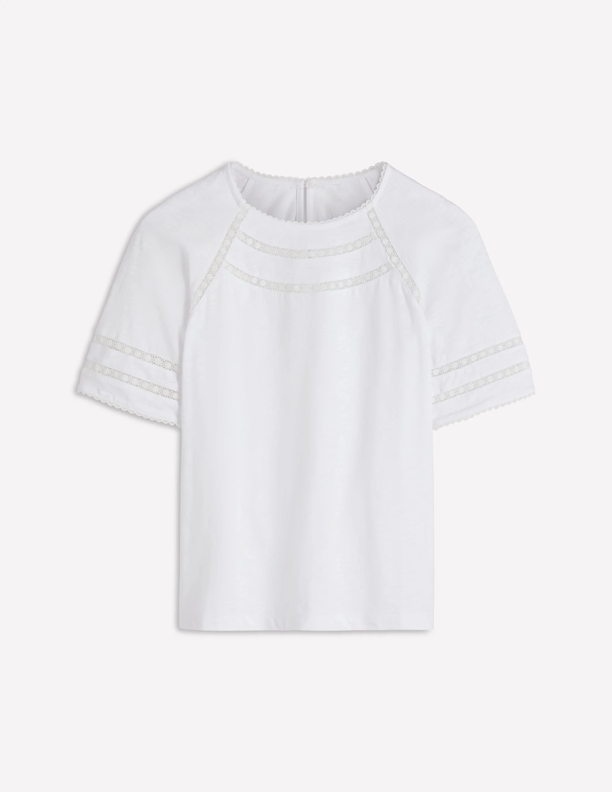 Poppy Trim Crew T-shirt-White - Image 5