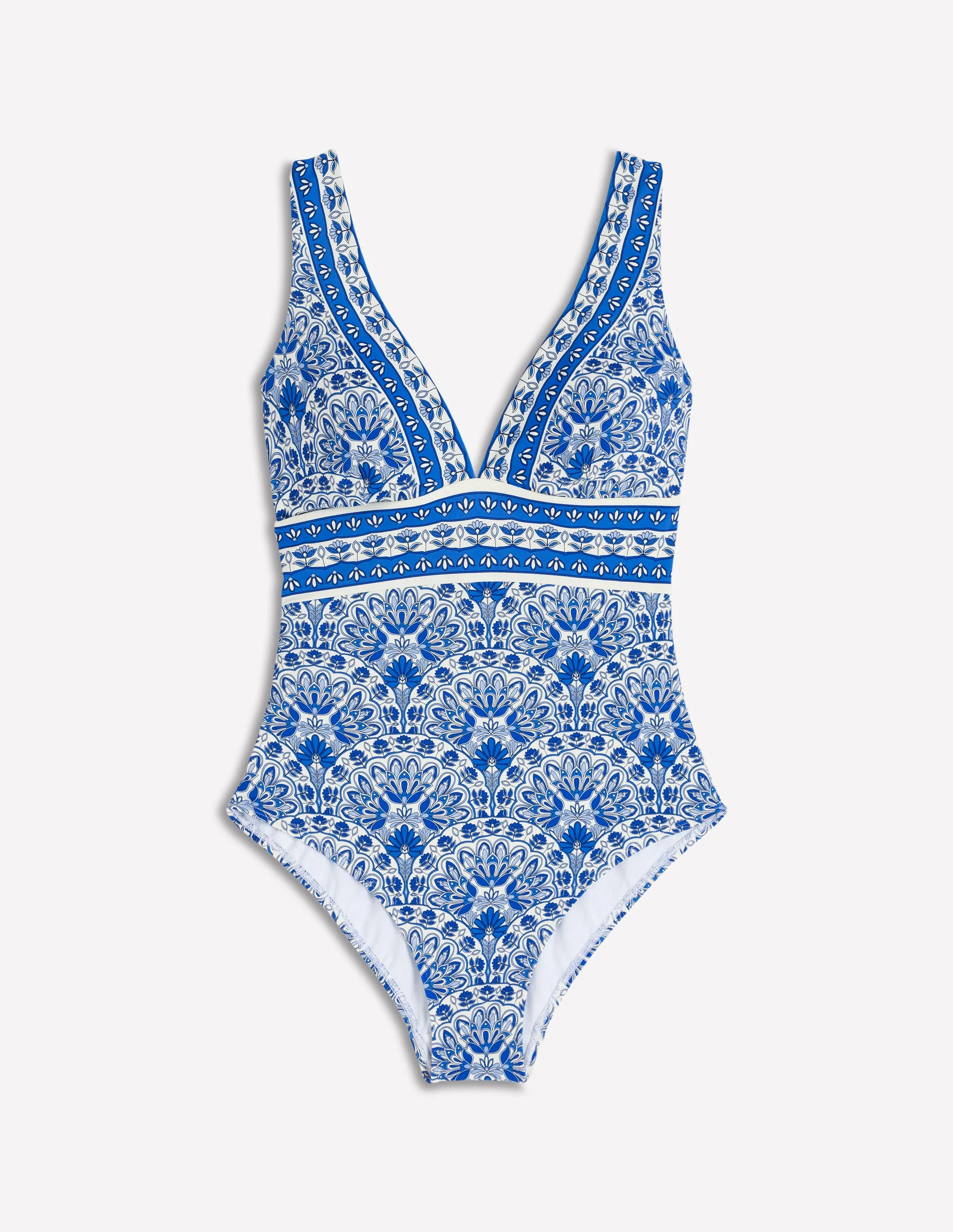 Porto V-neck Swimsuit-Blue, Elaborate Terrace - Image 6