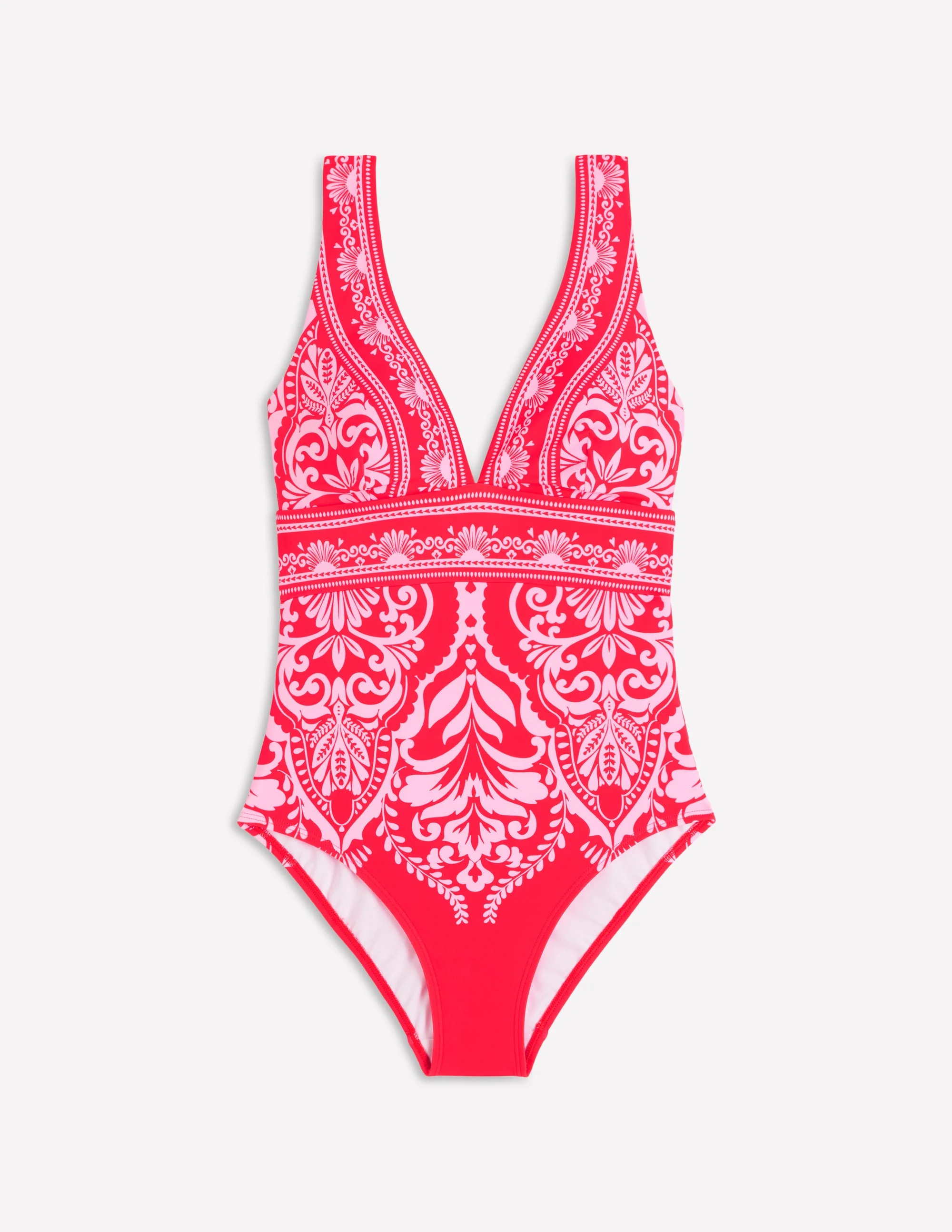 Porto V-neck Swimsuit-Poppy Red, Ornamental Garden - Image 9