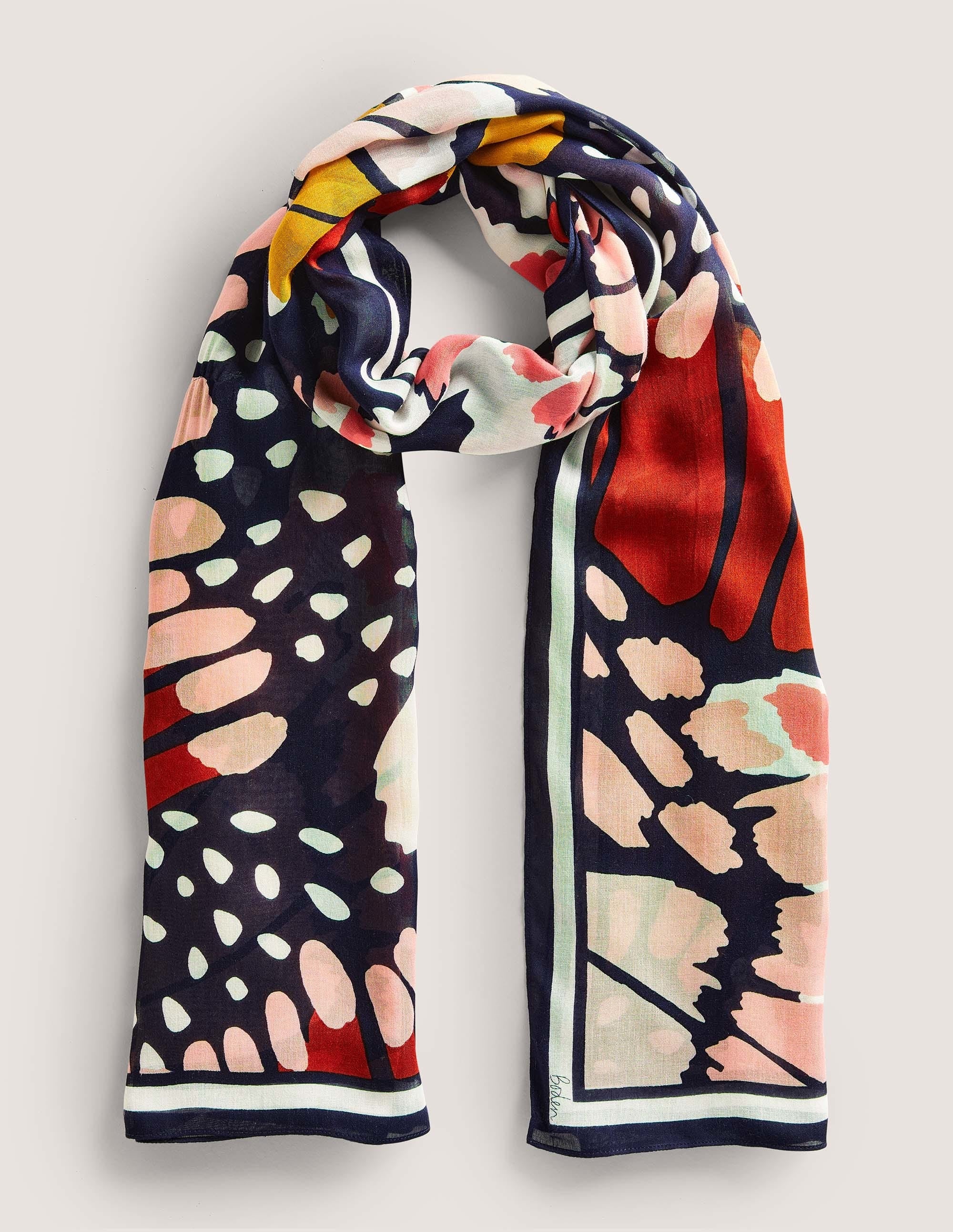 Printed Modal Scarf-Multi, Petal Stamp
