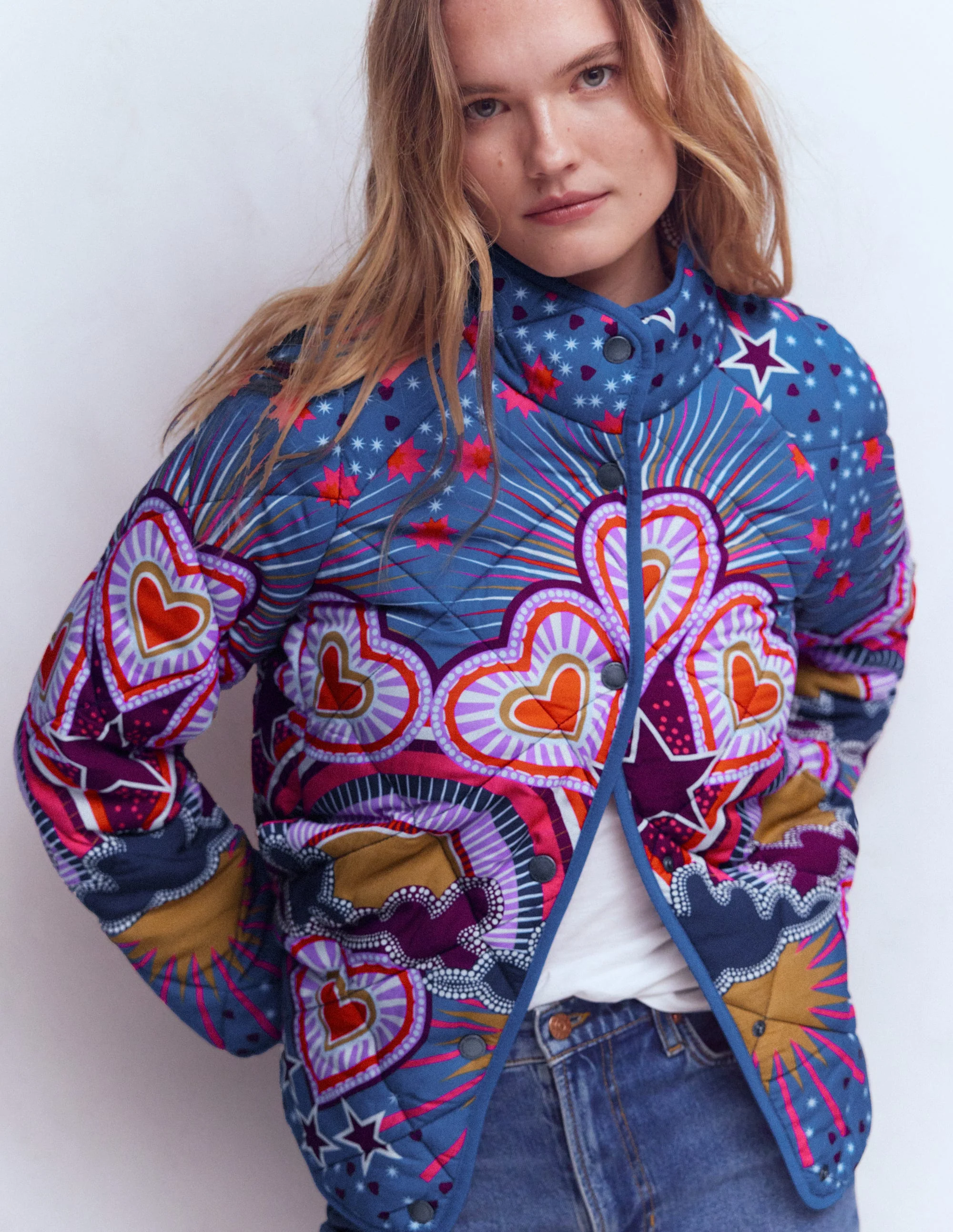 Printed Quilted Jacket-Multi, Conversational - Image 4