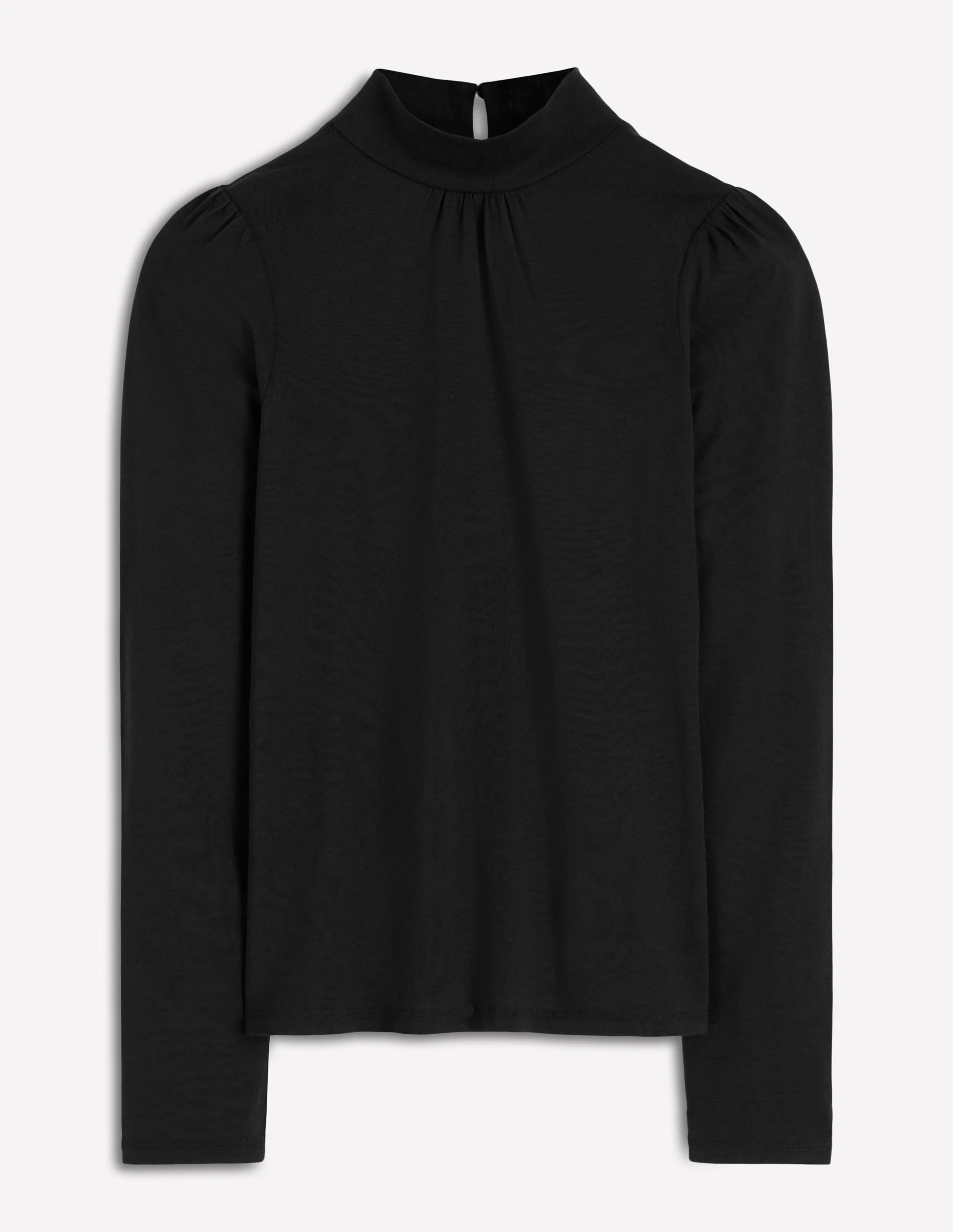 Puff Shoulder Jersey Top-Black - Image 5