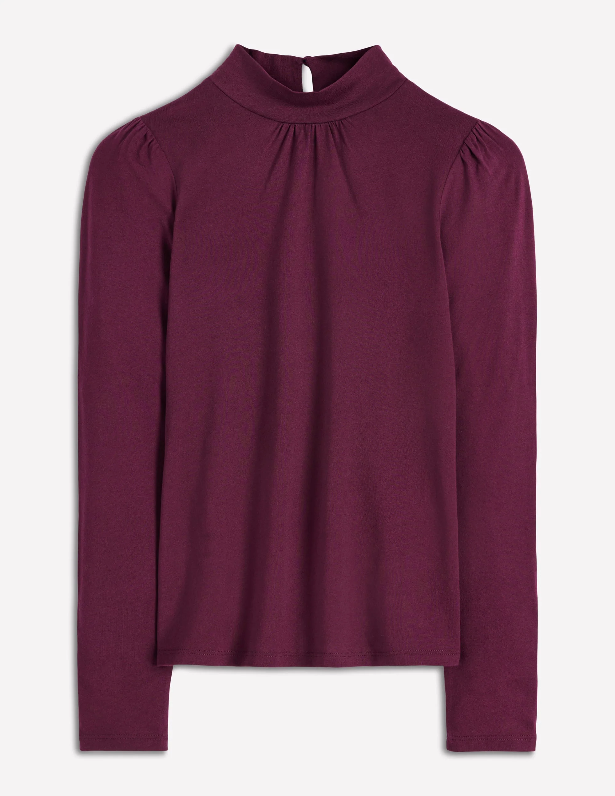 Puff Shoulder Jersey Top-Dark Cherry - Image 5