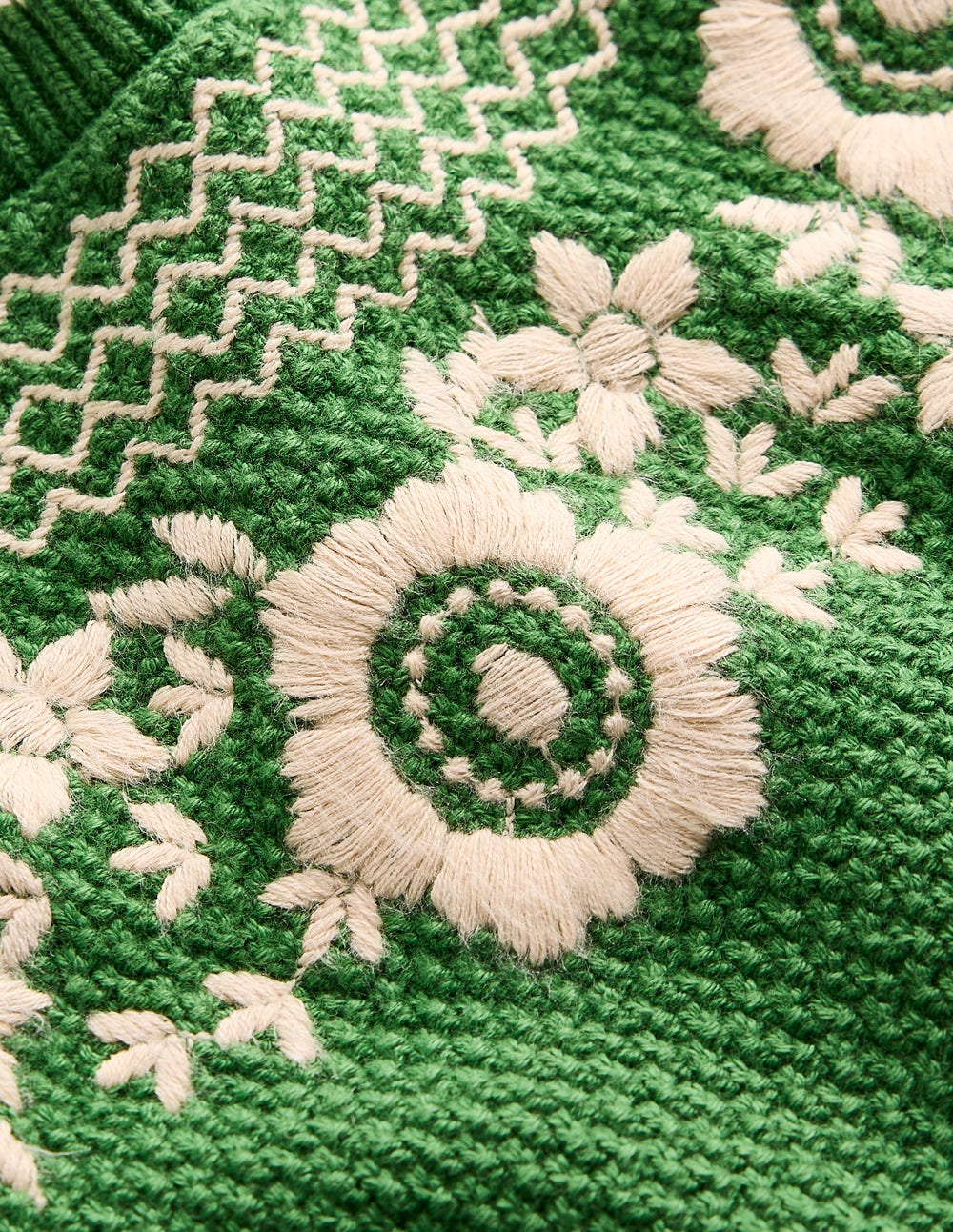 Puff Sleeve Embroidery T-shirt-Paradise Green - Image 6