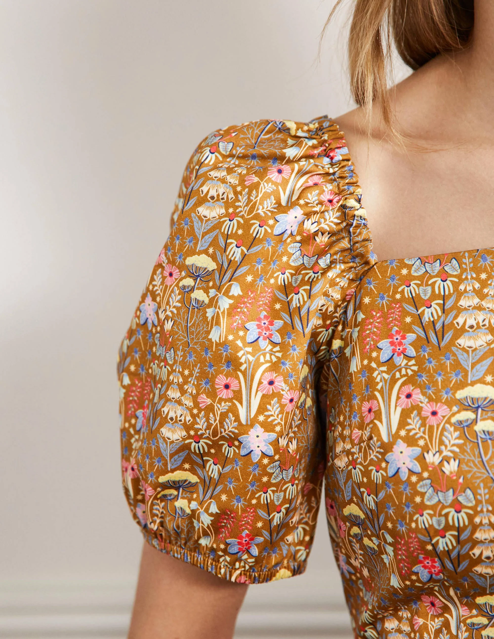 Puff Sleeve Mini Dress-Frankincense Wildflower Bloom - Image 2