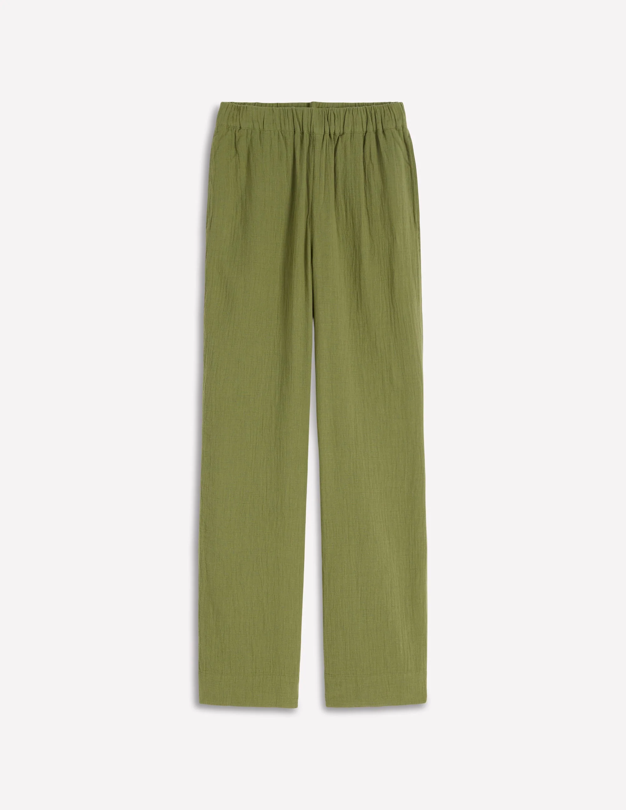 Pull-on Double Cloth Trousers-Olive Green - Image 6