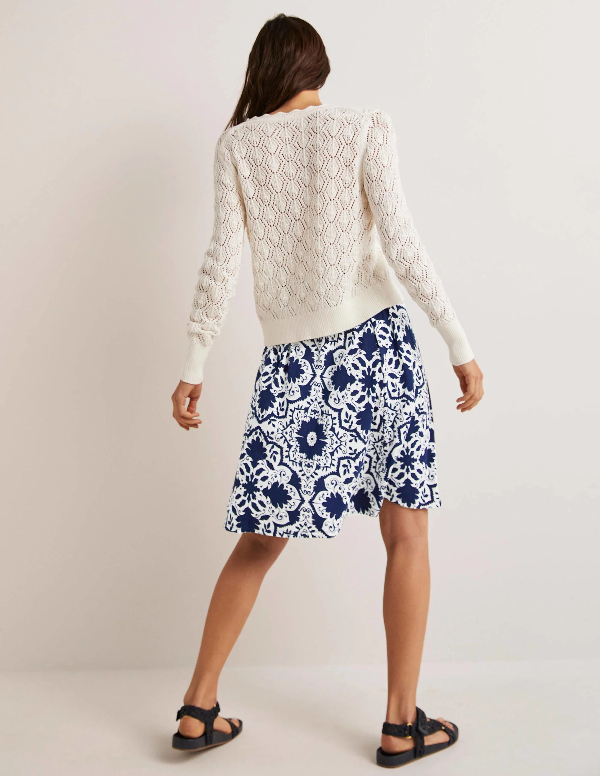 Pull On Jersey Mini Skirt-French Navy, Bloomsbury Mono - Image 3